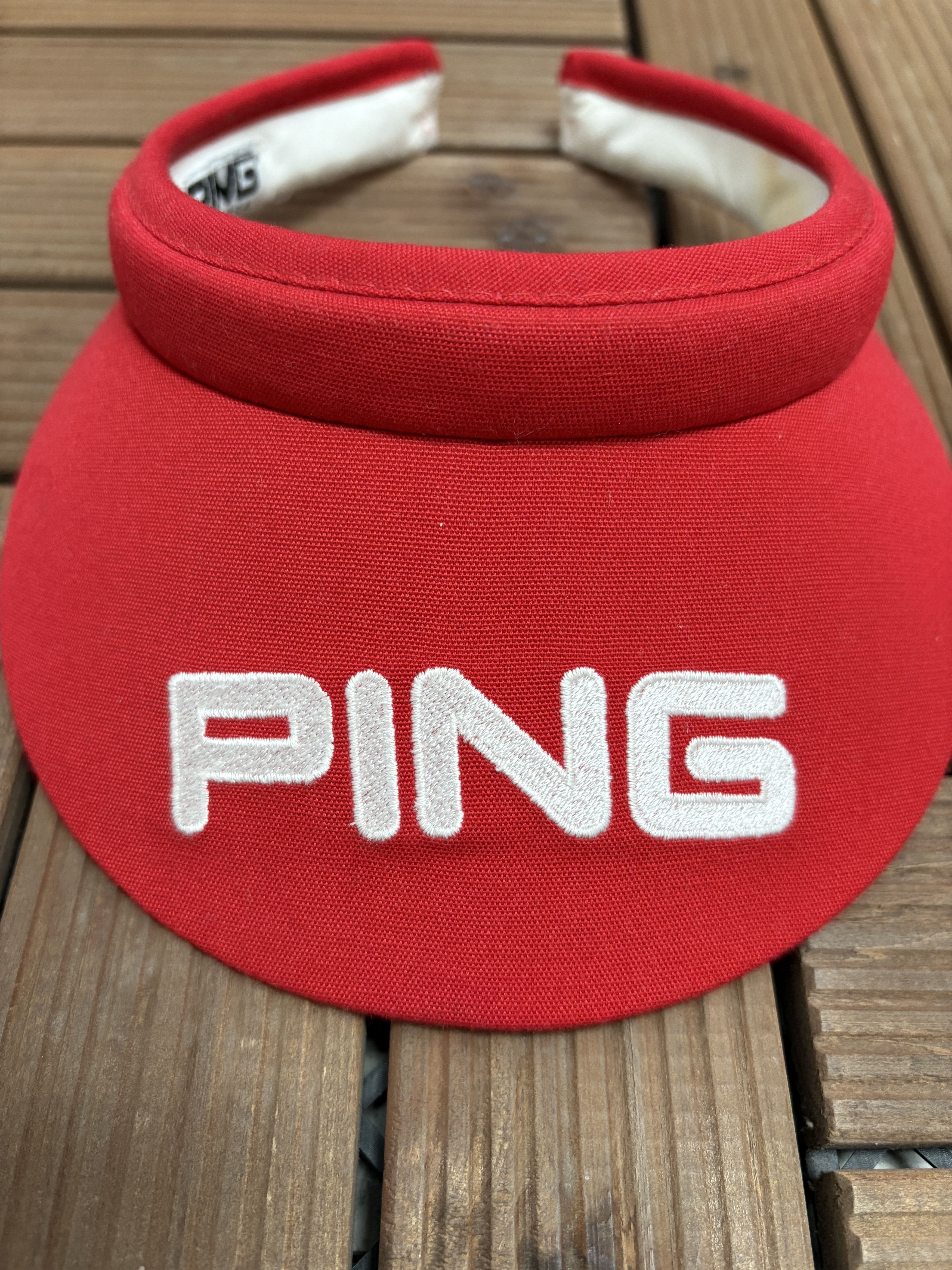 PING PING Embroidered Vintage Red Visor Hat Cap Size ONE SIZE - 3 Thumbnail