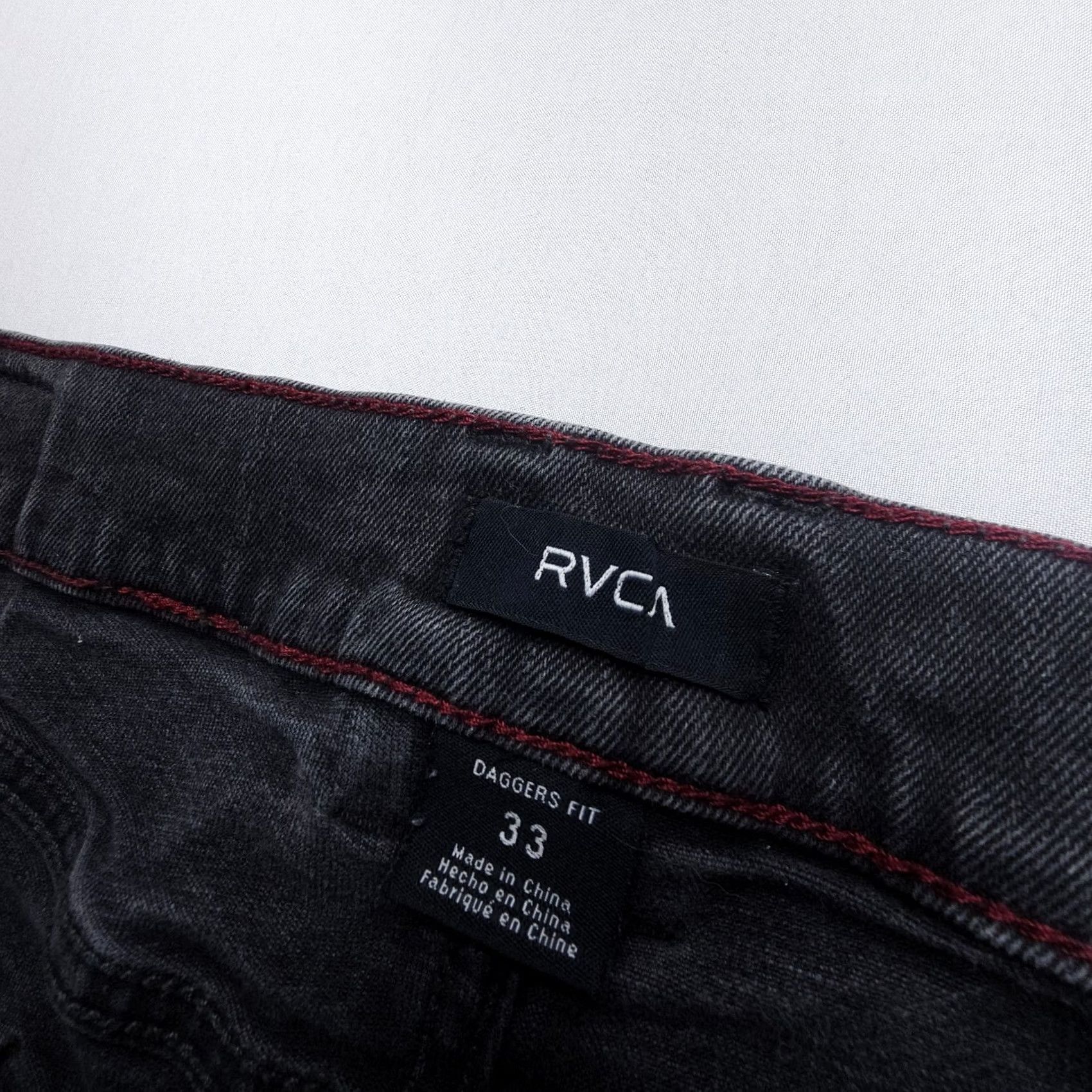 RVCA RVCA Jeans Mens 33 Black Denim Straight Slim Inseam 30" 5-Pocket Logo Vintage: No Size US 33 - 3 Thumbnail