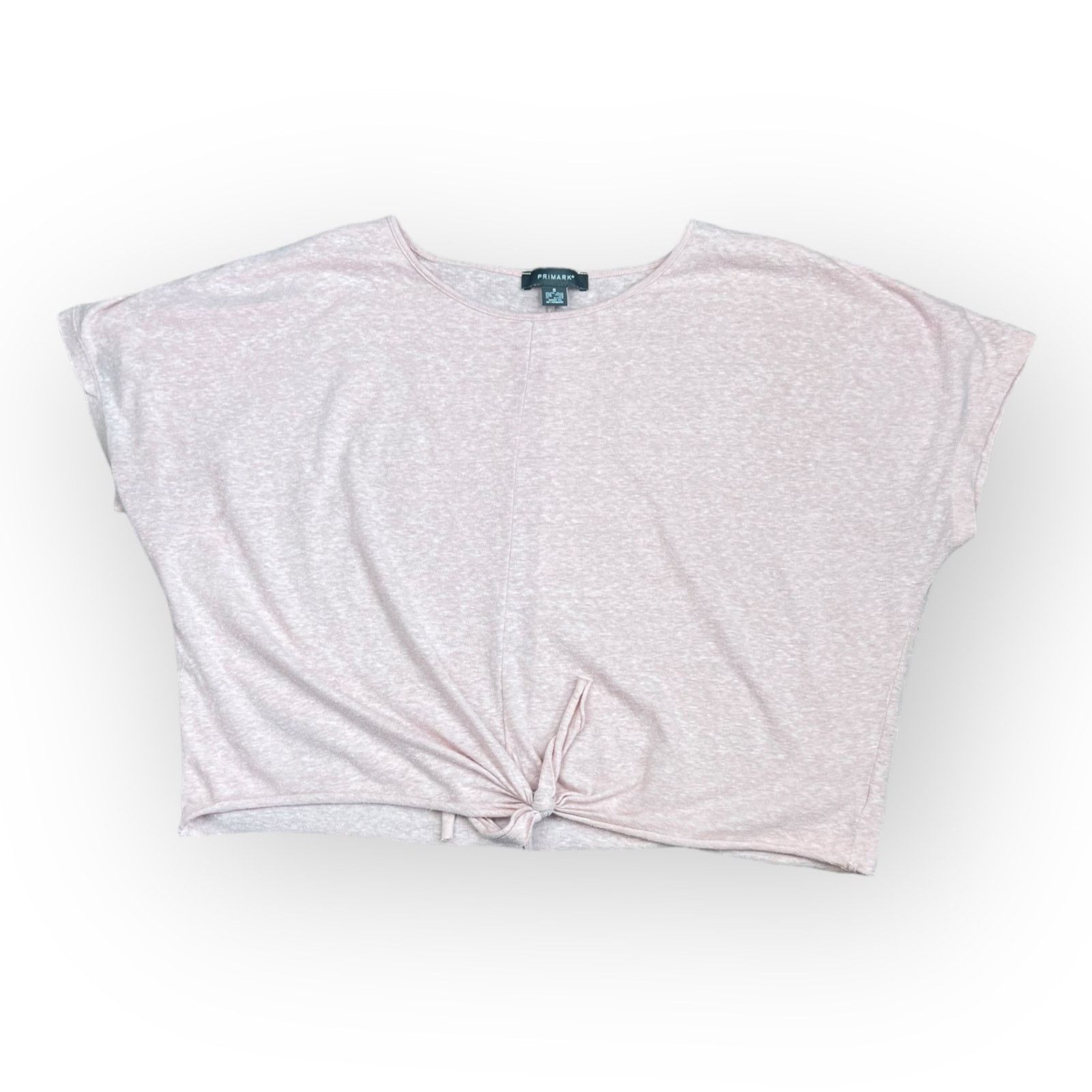 Vintage Primark Light Pink Front Tie Relaxed Tee | Casual T-Shirt Size S / US 4 / IT 40 - 2 Thumbnail