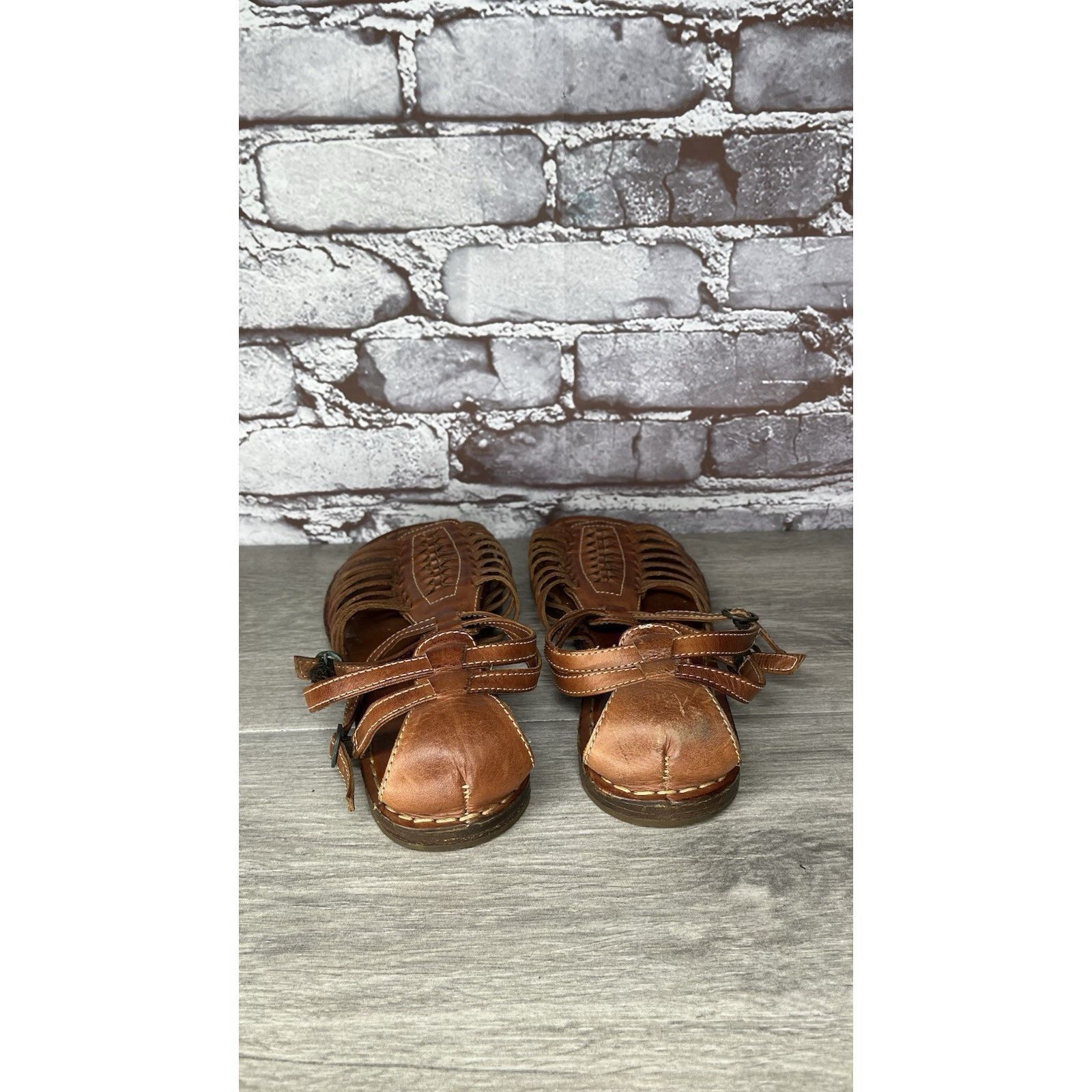 Frye Frye Kayla Brown Leather Huarache Woven Flats Sandals Women’ Size US 8.5 / IT 38.5 - 3 Thumbnail