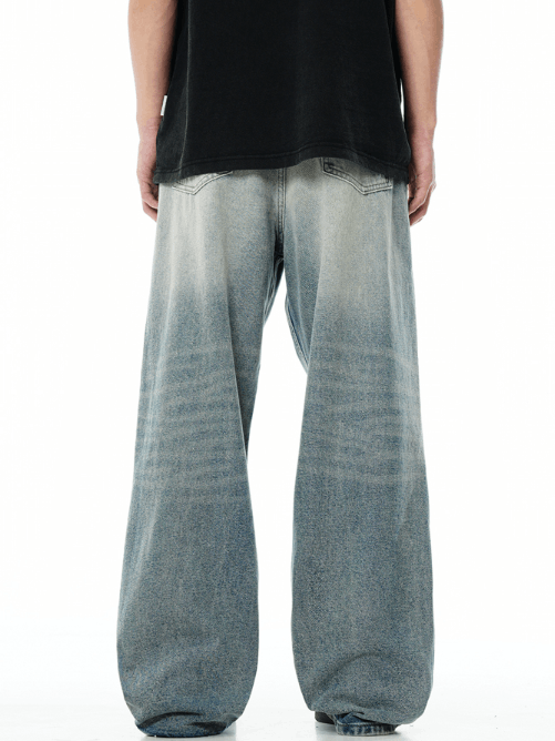 Japanese Brand × Jean Men's vintage wide-leg blue washed ripped jeans Size US 32 / EU 48 - 4 Thumbnail