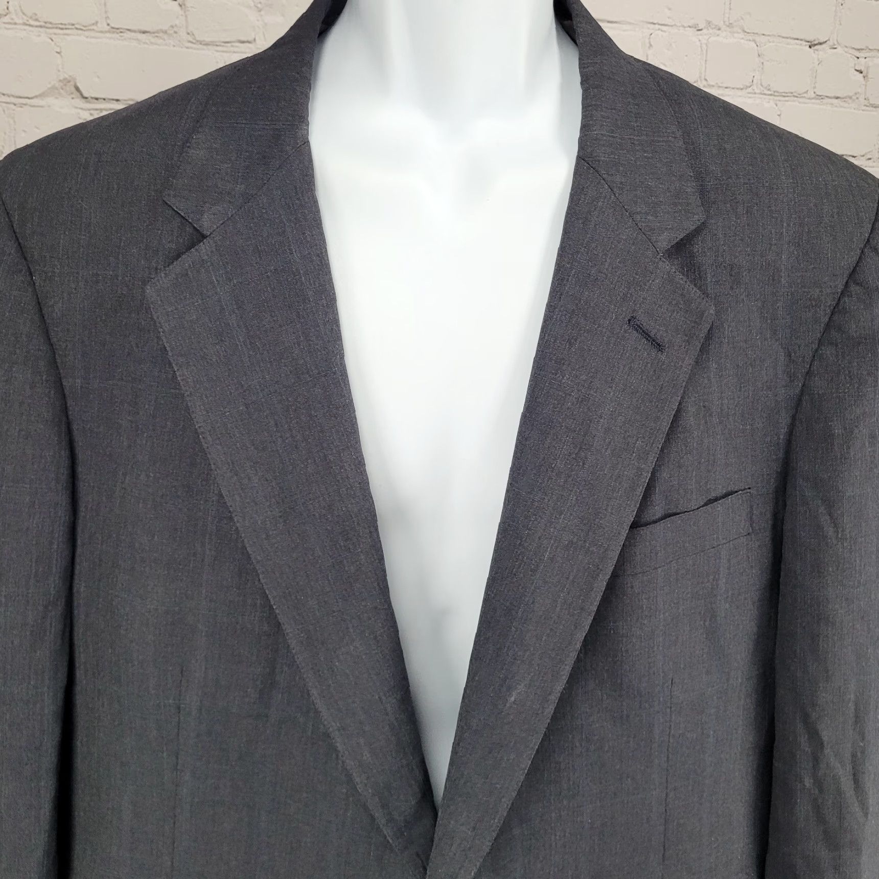 Vintage VINTAGE Cricketeer Grey Windowpane 2 Button Vented Notch Blazer Sport Coat USA 48 Size 48R - 6 Thumbnail
