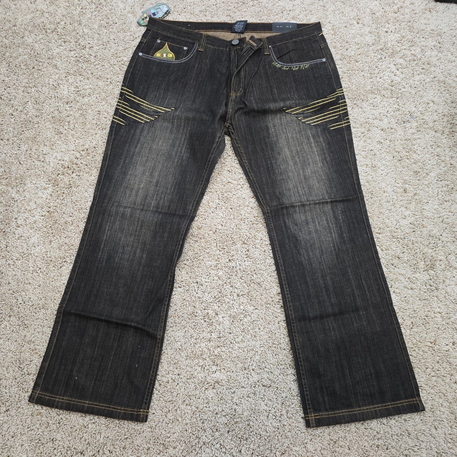 Vintage NOS DS Vintage Y2K Miskeen Baggy Eagle Denim Jeans 42x33 Size US 42 / EU 58 - 4 Thumbnail