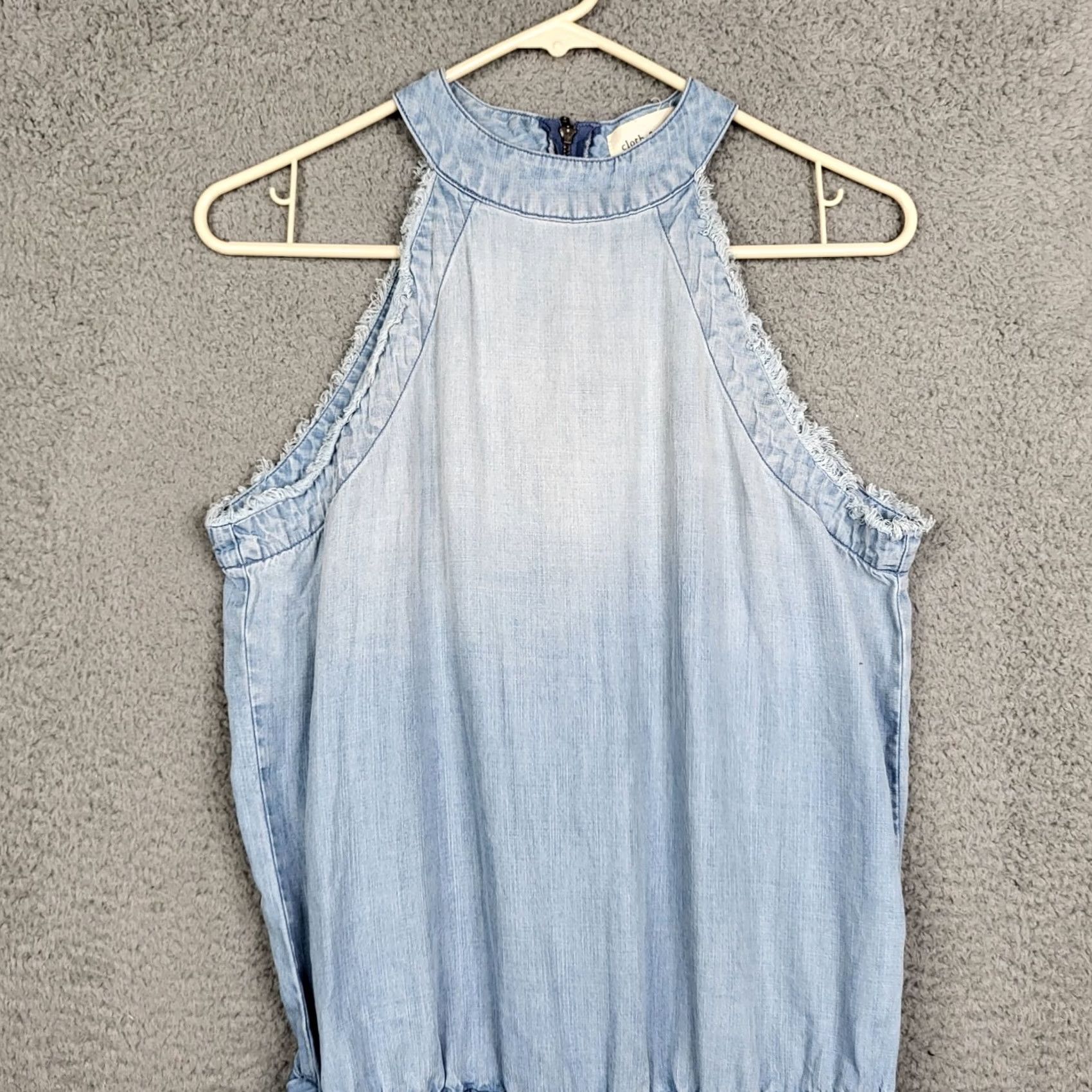 CLOT CLOTH & STONE Women's Button up sleeveless Jumpsuit Size S Blue Chambray Tencel One-Piece Casual Regular Sleeveless Button Up Size 28" / US 6 / IT 42 - 3 Thumbnail