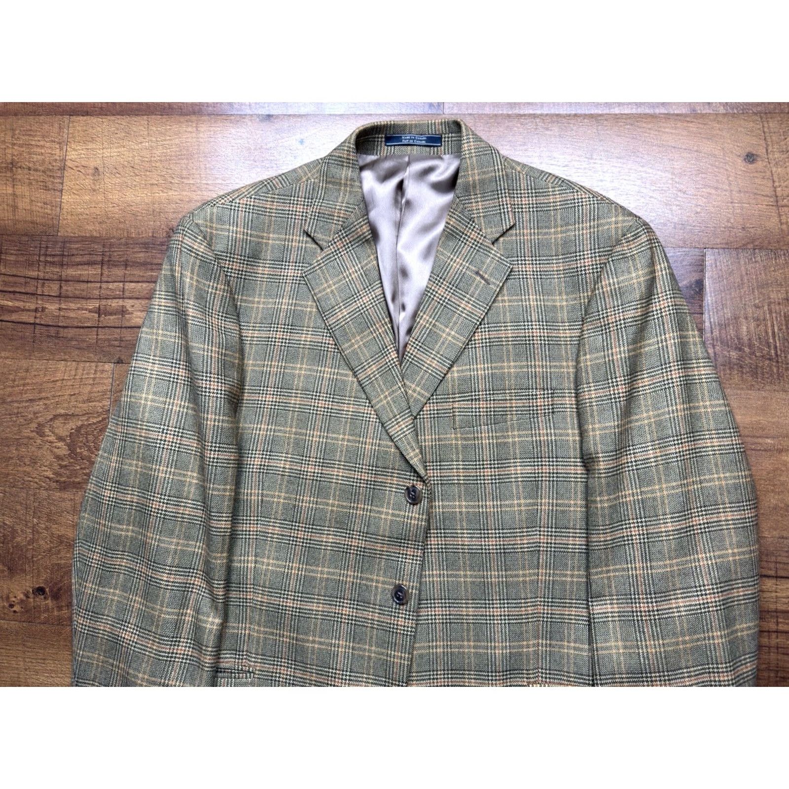 Vintage Arnold Brant Coat Mens 46 Brown Ethomas Wool Cashmere Glen Plaid Blazer Sport Men 46R Size 46R - 3 Thumbnail