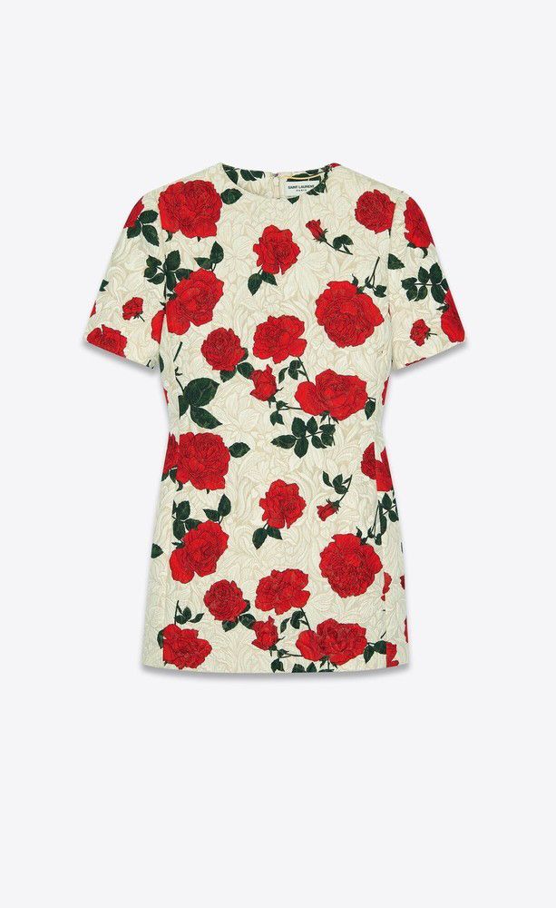 Saint Laurent Paris o1la1rc1a0425 700536 Dress in Rose Jersey in Multicolor Size S / US 4 / IT 40 - 1 Thumbnail