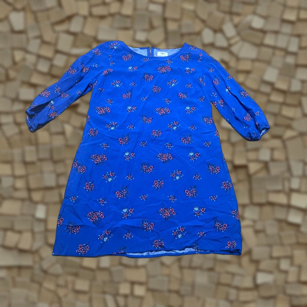 Old Navy Old Navy Dress Women L Back Blue Red Floral 3/4 Sleeve Zip Up Shirt Dress Size L / US 10 / IT 46 - 1 Thumbnail