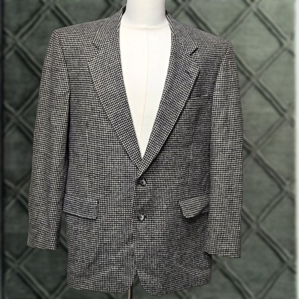 Hart Schaffner Marx Hart Schaffner Marx Blazer Mens 43R Houndstooth Wool Sport Coat Jacket Size 46R - 1 Thumbnail
