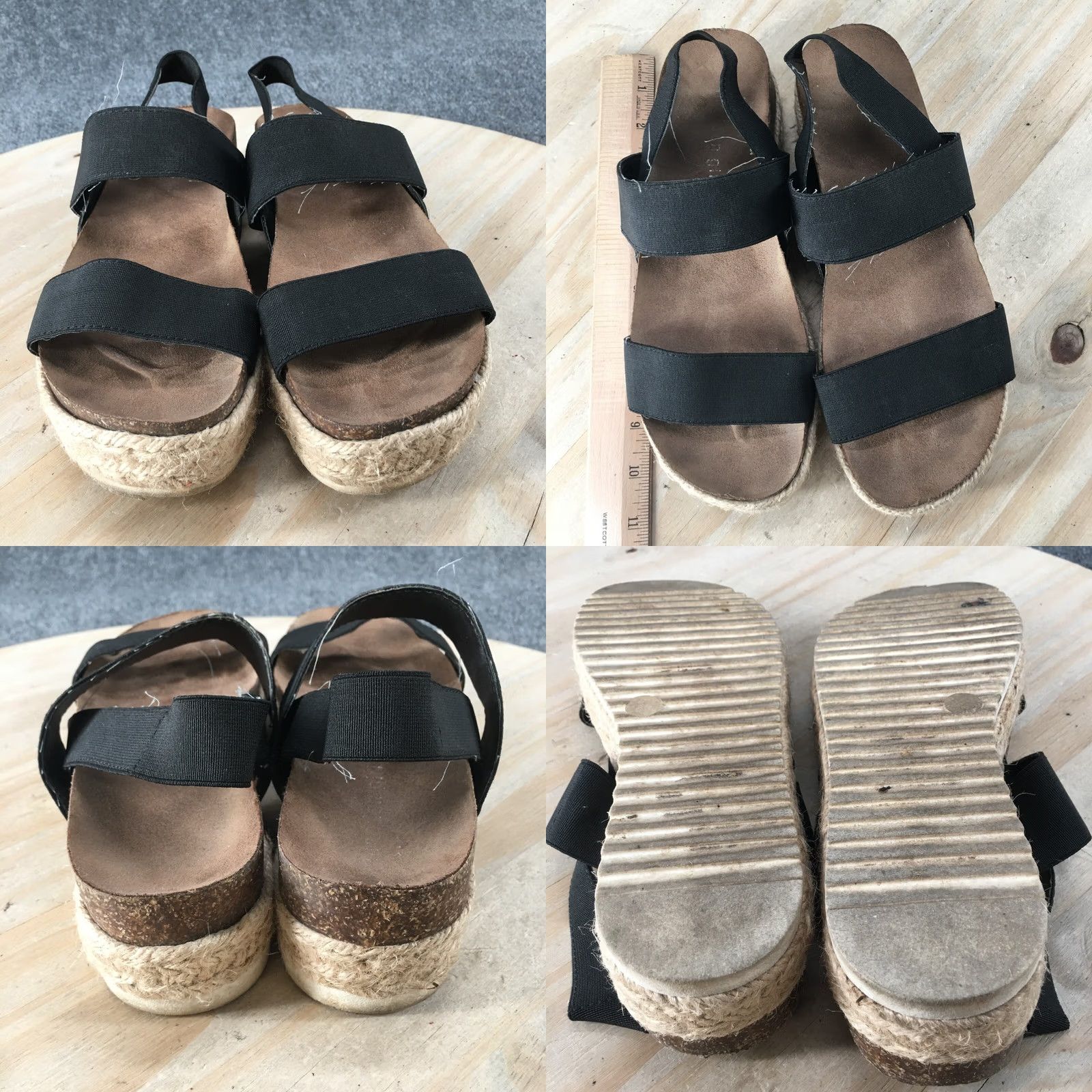 Vintage Madden Girl Sandals Womens 6.5M Cybell Elastic Strappy Espadrille Platform Black Size US 7 / IT 37 - 8 Thumbnail
