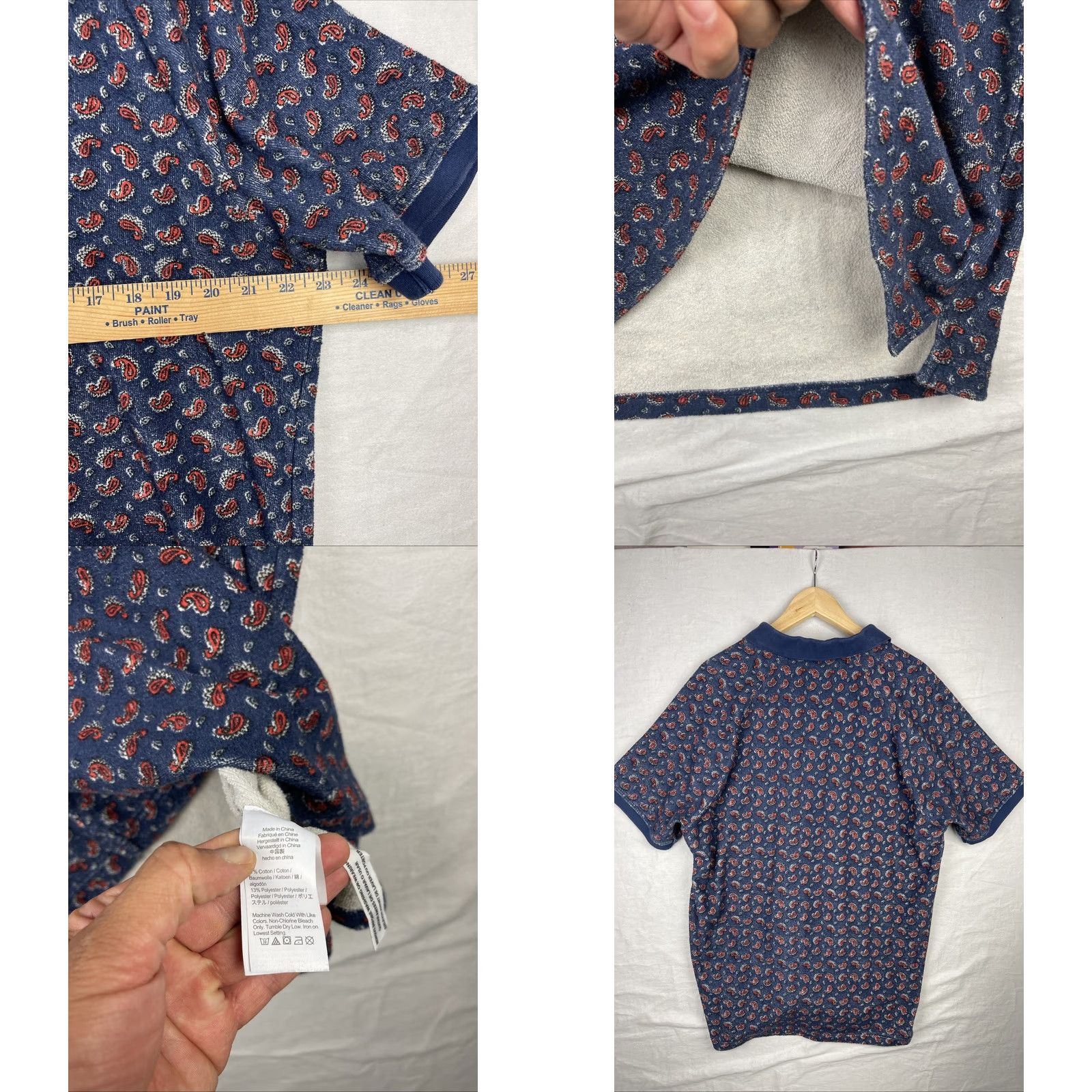 J.Crew J.CREW Polo Shirt Mens XL Blue Paisley Knit Toweling Oarsman Shirt Size US XL / EU 56 / 4 - 8 Thumbnail
