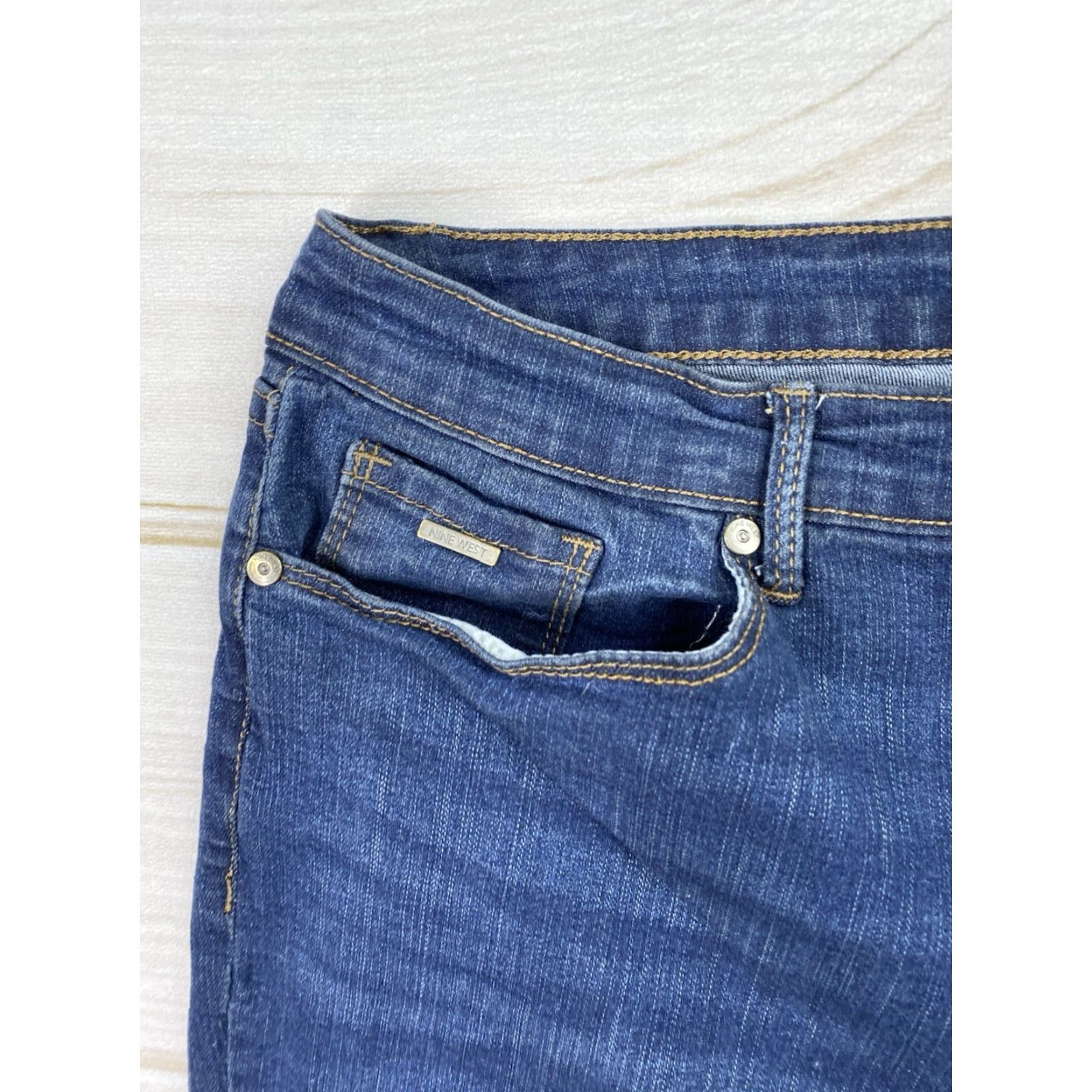 Nine West Nine West Jeans Womens 16 Skinny High Rise Dark Wash Blue Denim - 5-Pocket Stretch Cotton Blend Zipper Button Classic Size 38" / US 16 / IT 52 - 2 Thumbnail