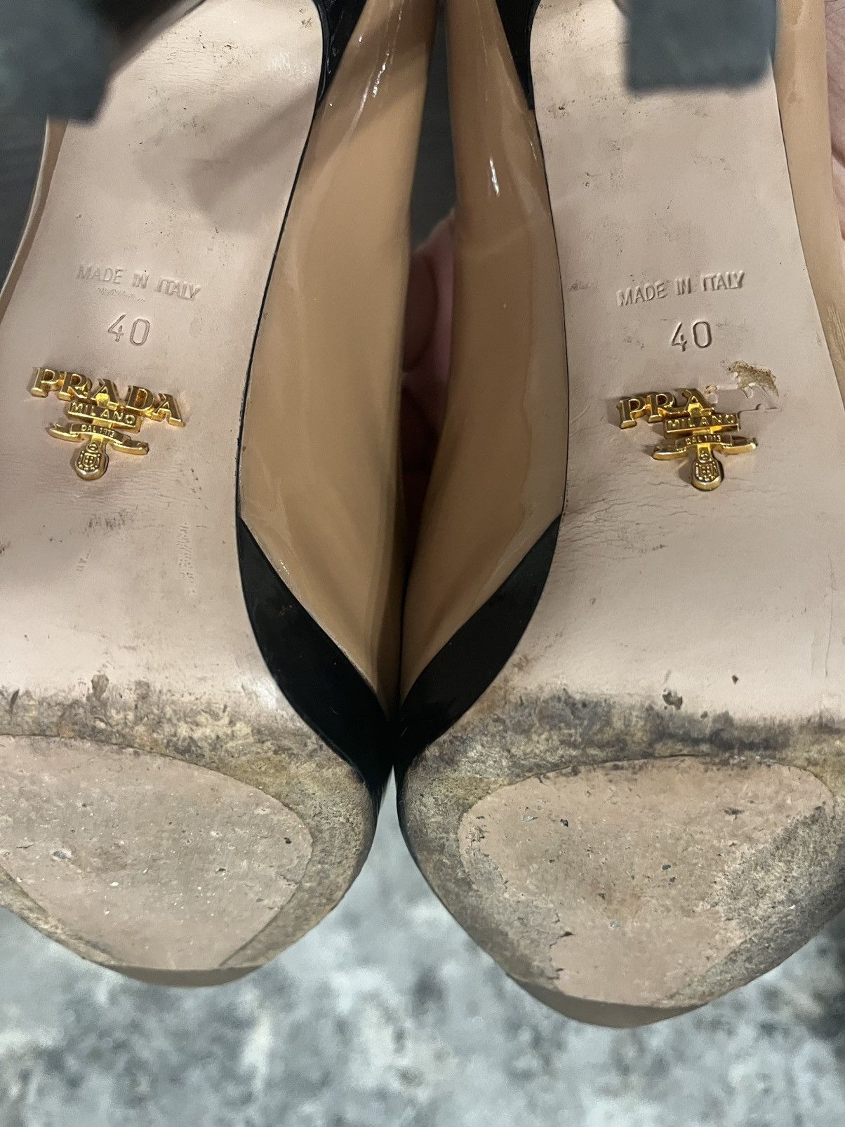 Prada Prada Patent Leather Pumps Pointed Toe Black Platform Heels Size US 9.5 / IT 39.5 - 9 Thumbnail