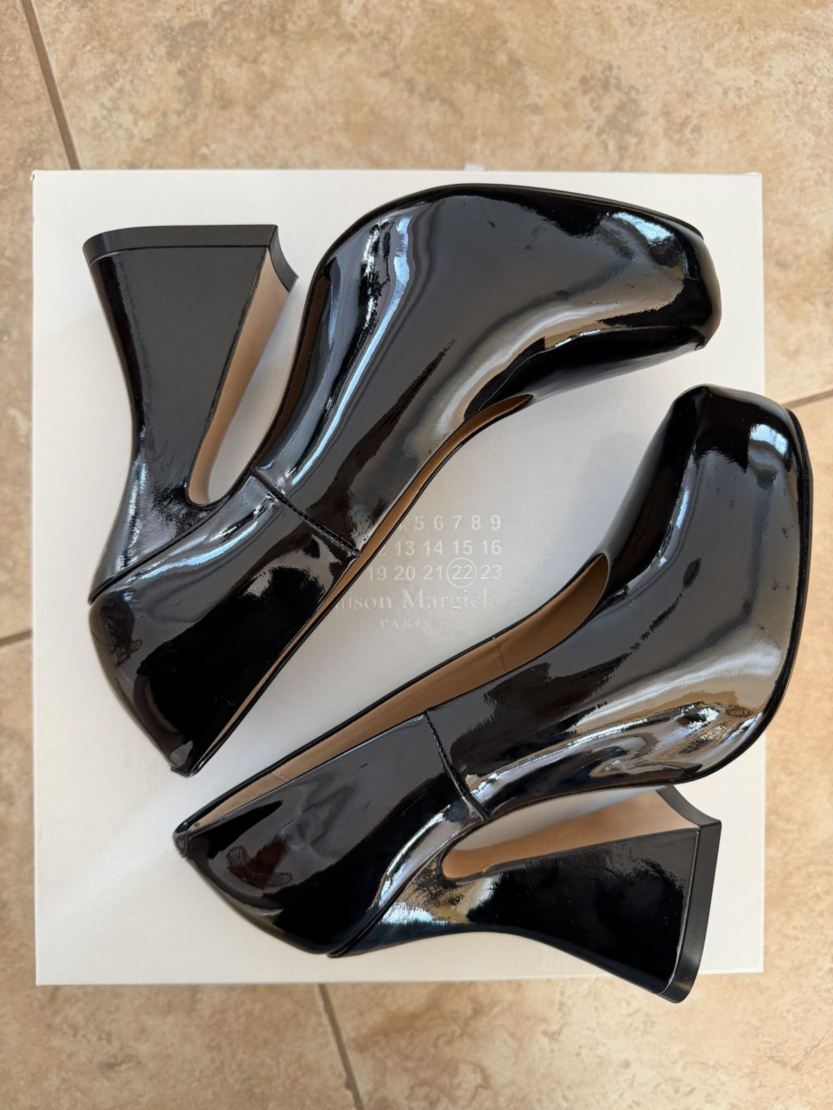 Maison Margiela Black Patent Leather Platform Heels Size US 8 / IT 38 - 1 Thumbnail