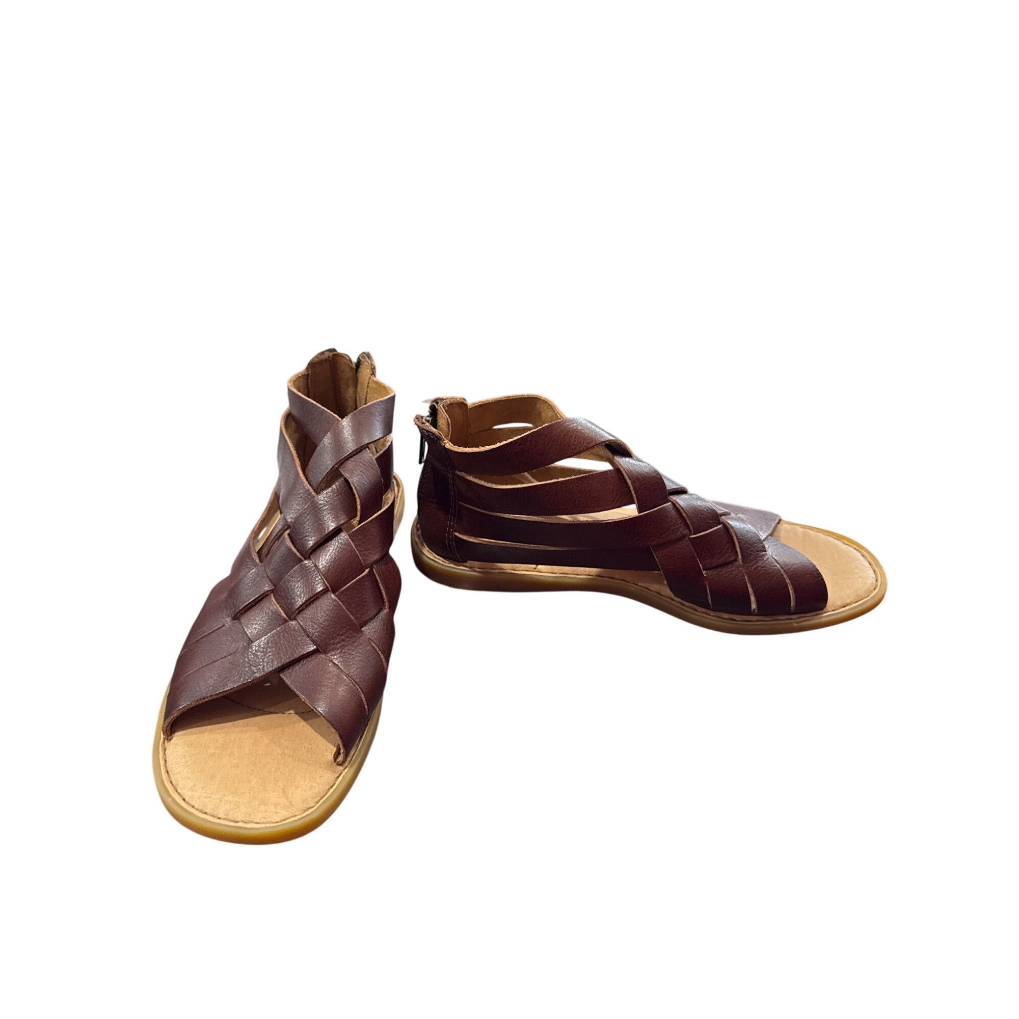 Born Womens Brown Woven Leather Sandals Shoes Size 8M Sku 86