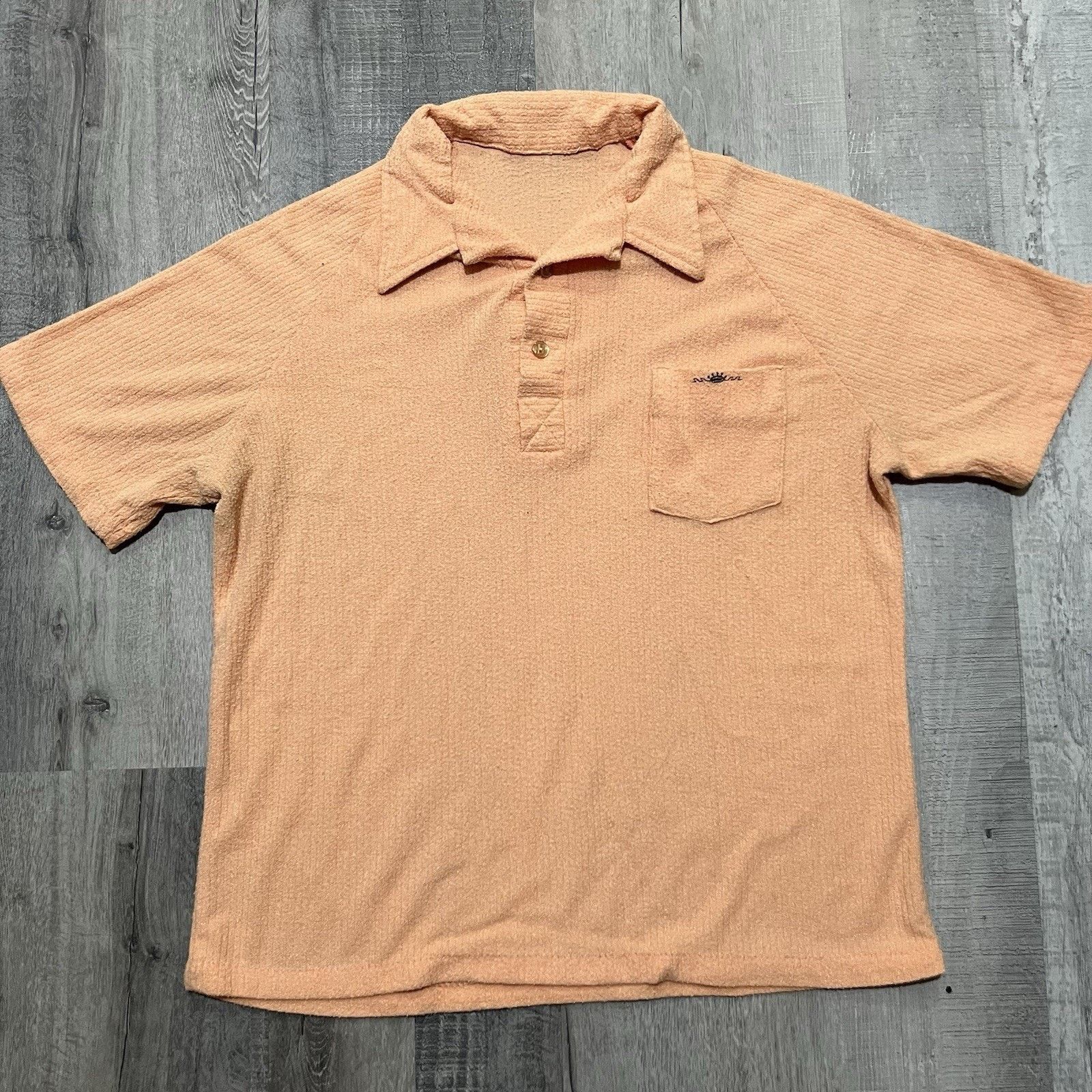 Vintage VTG 70s California Terry Cloth Shirt Preppy MOD Peach Polo Size US M / EU 48-50 / 2 - 1 Thumbnail