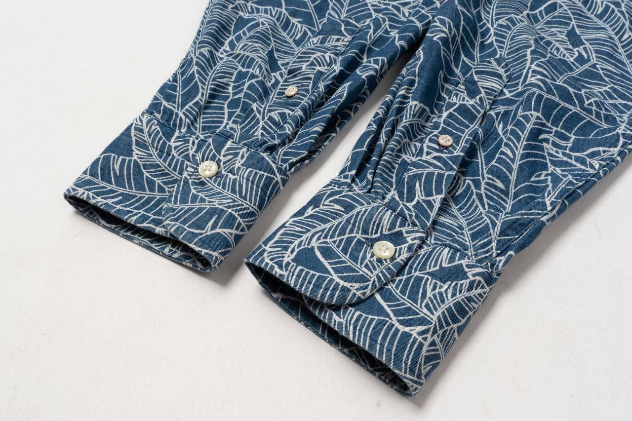 Gant 🔵 GANT Seasonal Indigo Blue Leaf Print Long Sleeve shirt Size US XL / EU 56 / 4 - 9 Thumbnail
