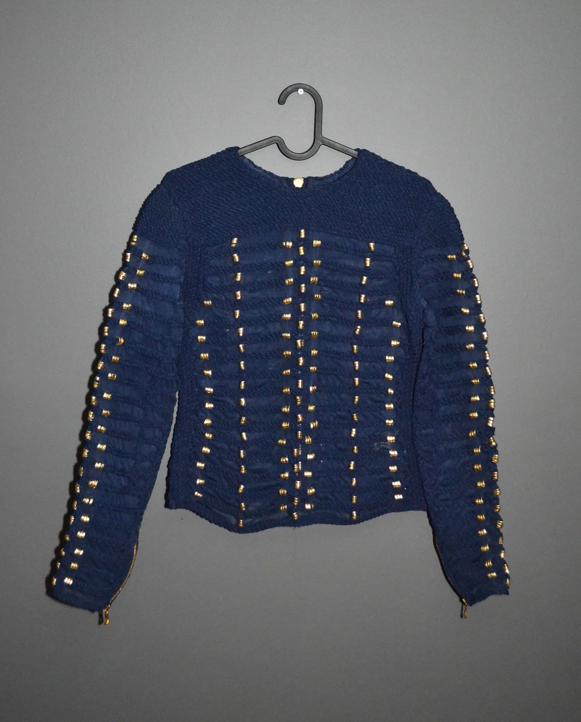 Balmain × H&M BALMAIN x H&M Blue Braided Embroidered Rope Blouse Top US 6 Size M / US 6-8 / IT 42-44 - 7 Thumbnail