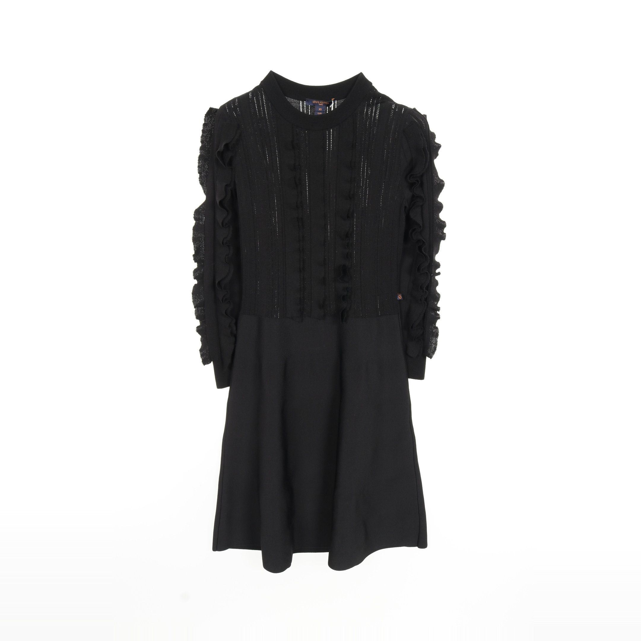 Louis Vuitton Knit Dress Rayon Black Frill