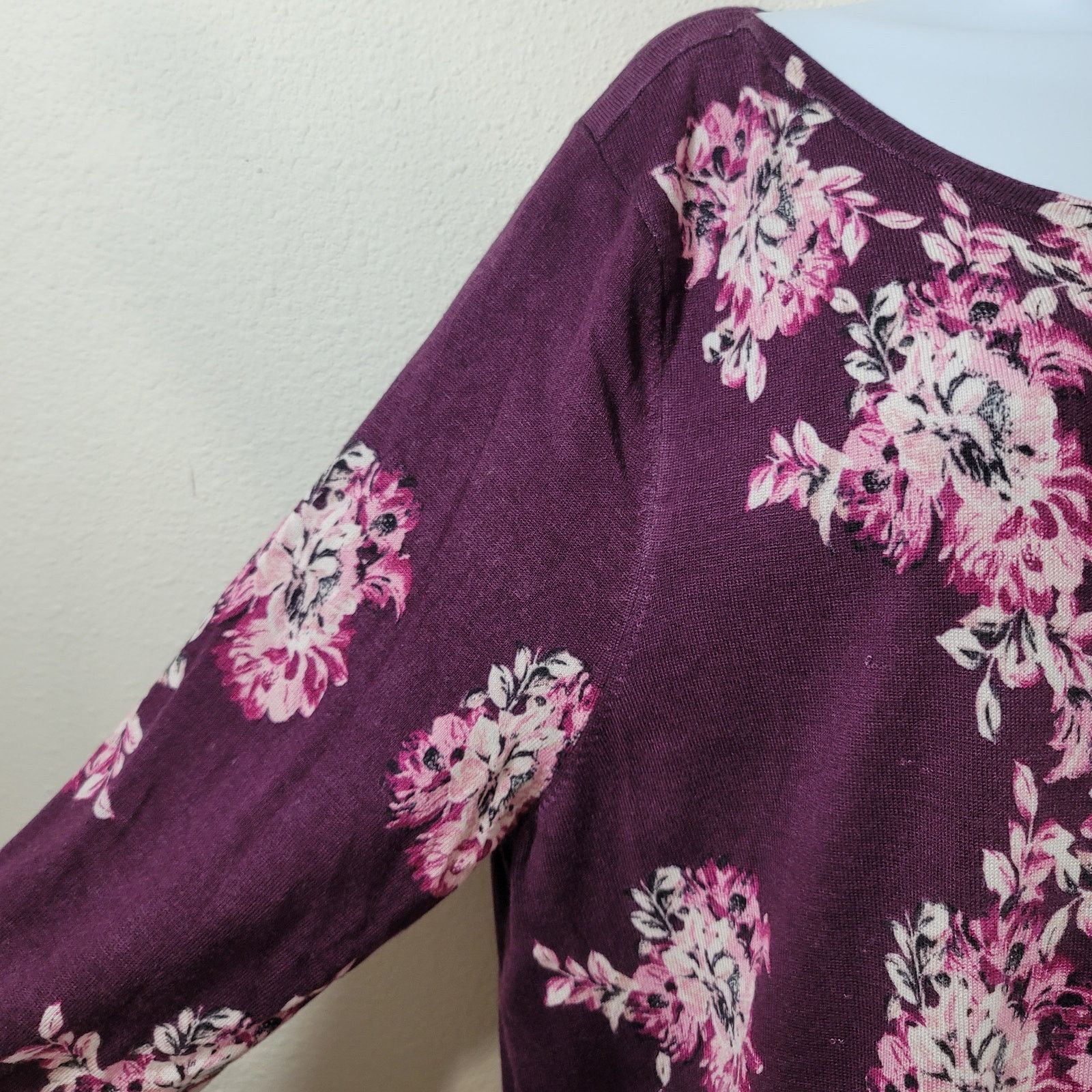 Other Chico's Burgundy Floral Print Round Neck Top 3 XL Stretchy Size XL / US 12-14 / IT 48-50 - 6 Thumbnail