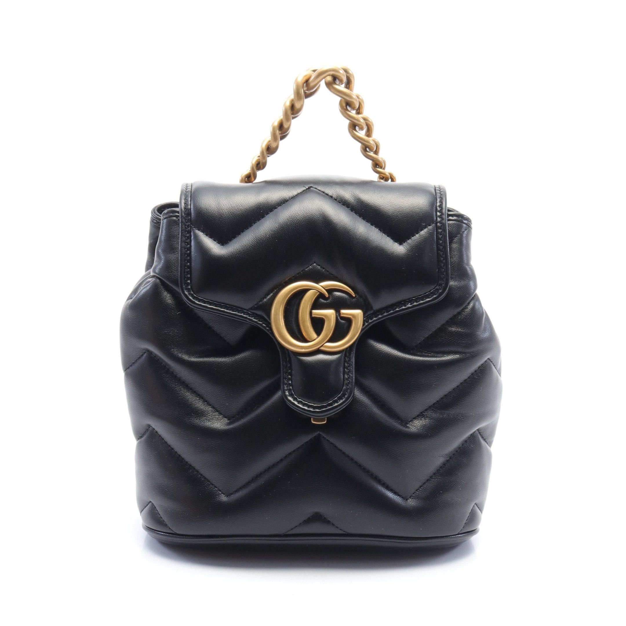 Gucci Gucci Gg Marmont Mini Backpack Rucksack Leather Black Size ONE SIZE - 1 Thumbnail
