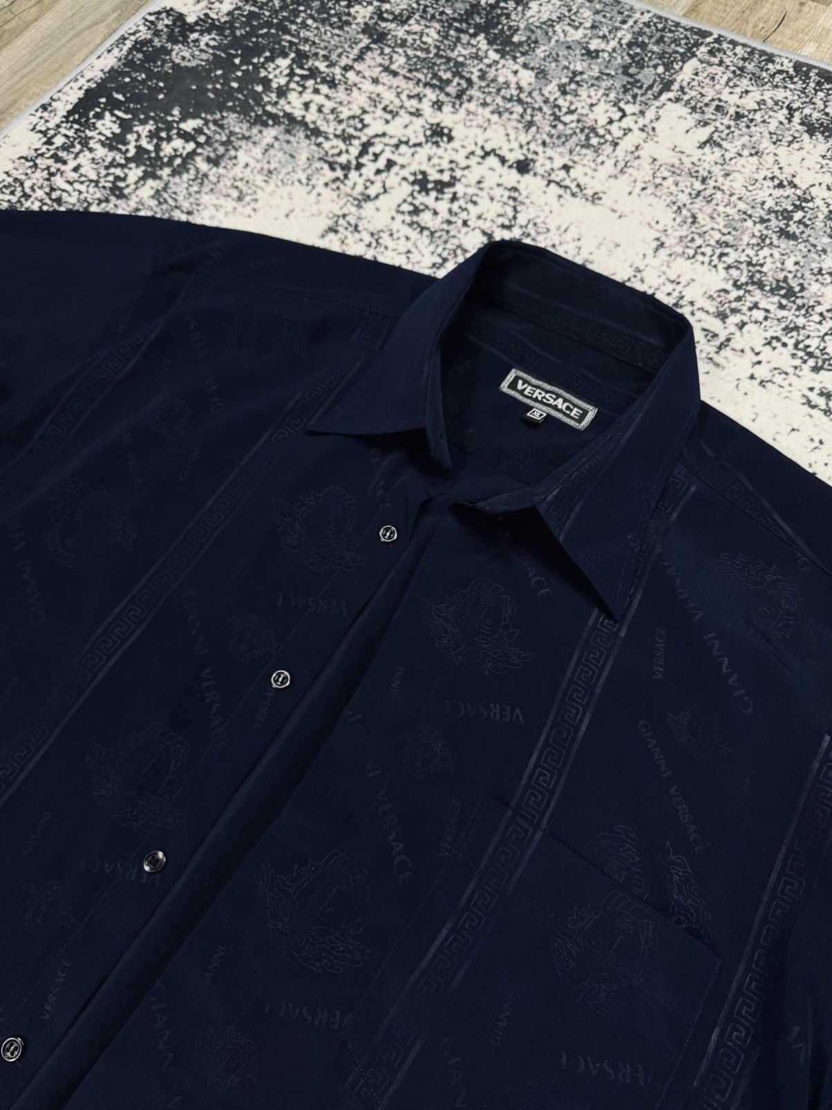Versace Rare Versace Monogram 80-90s shirt Bootleg Luxury XL Navy Size US XL / EU 56 / 4 - 3 Thumbnail