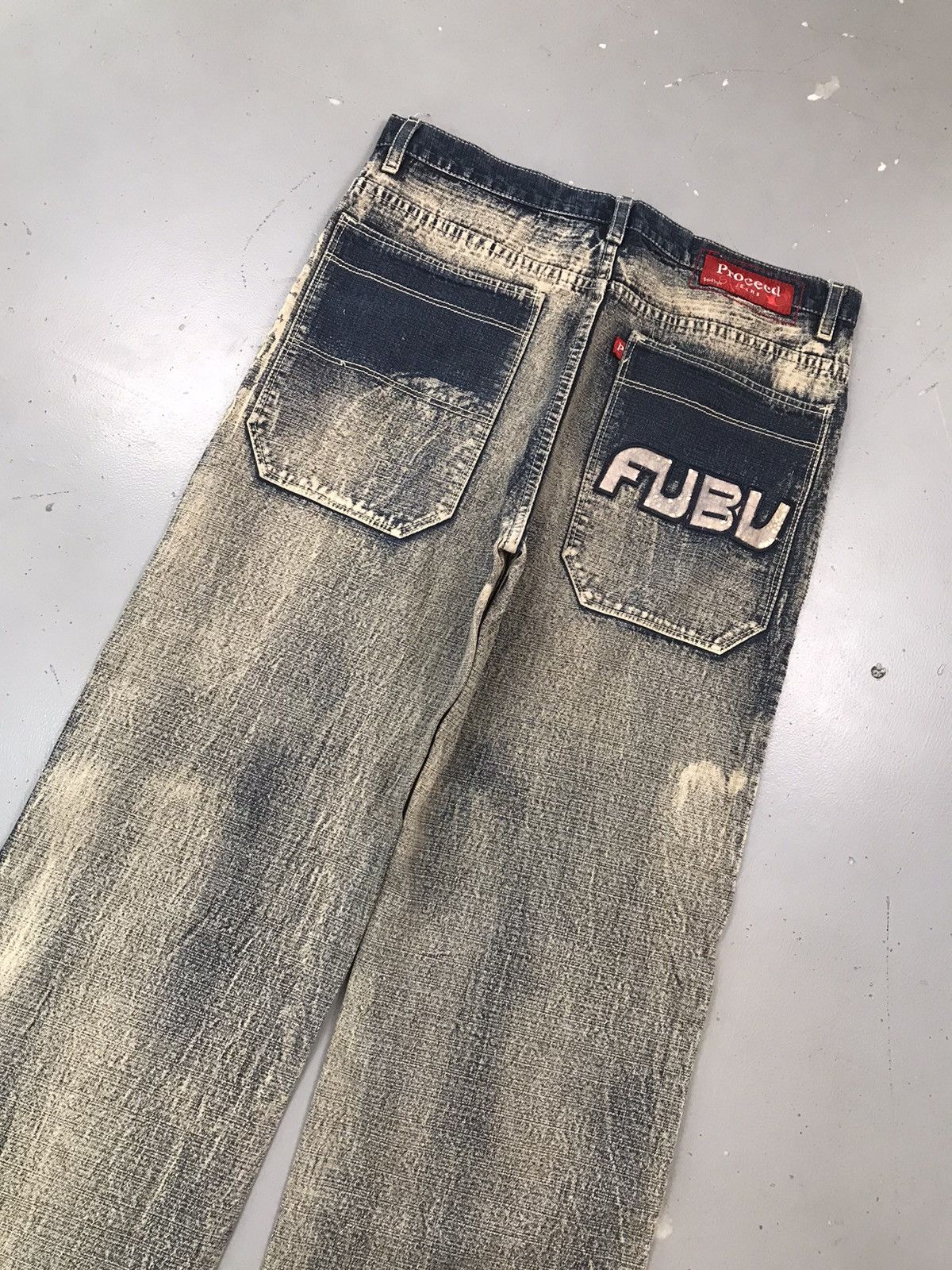 Fubu × Vintage Rare vintage fubu proceed bleached denim Size US 36 / EU 52 - 12 Thumbnail