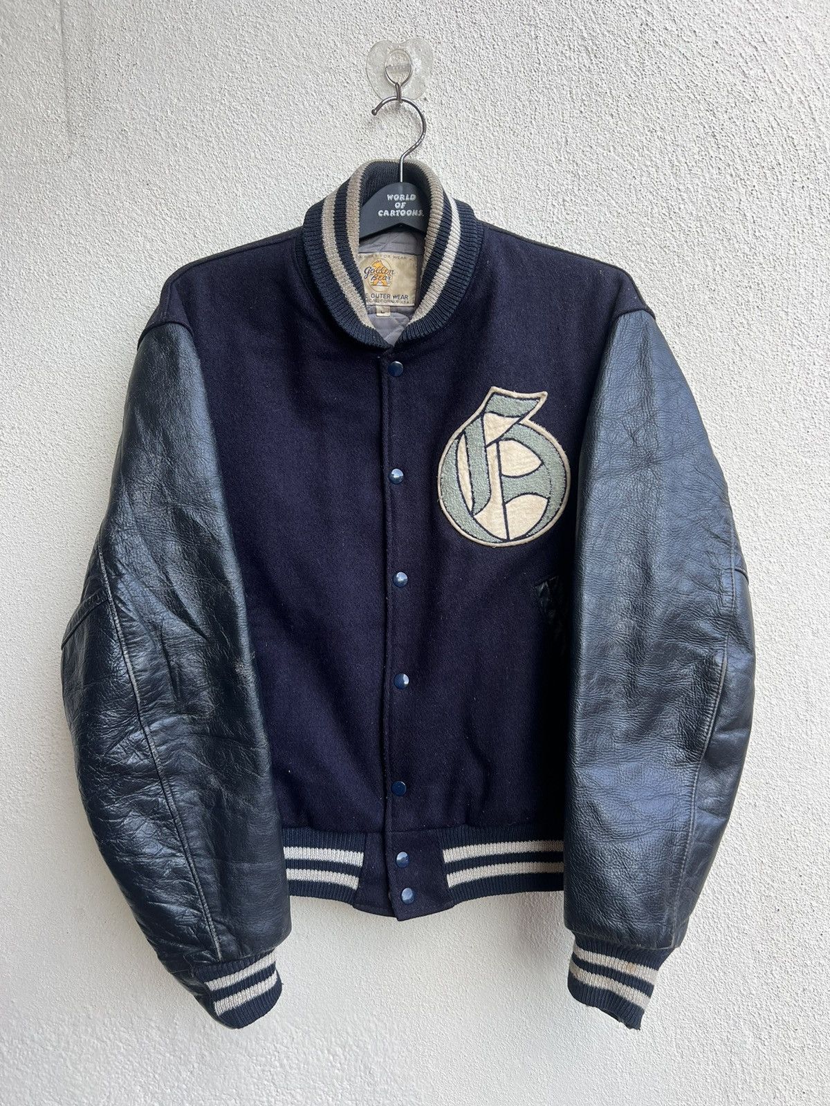 Golden Bear Vintage 70s Golden Bear Patina Leather Varsity Jacket Size US L / EU 52-54 / 3 - 2 Thumbnail
