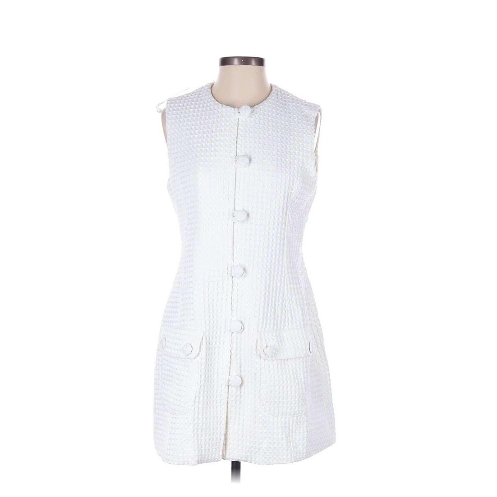 Cynthia Rowley NWT Cynthia Rowley Button Front Shift Mini Dress White M Size M / US 6-8 / IT 42-44 - 3 Thumbnail