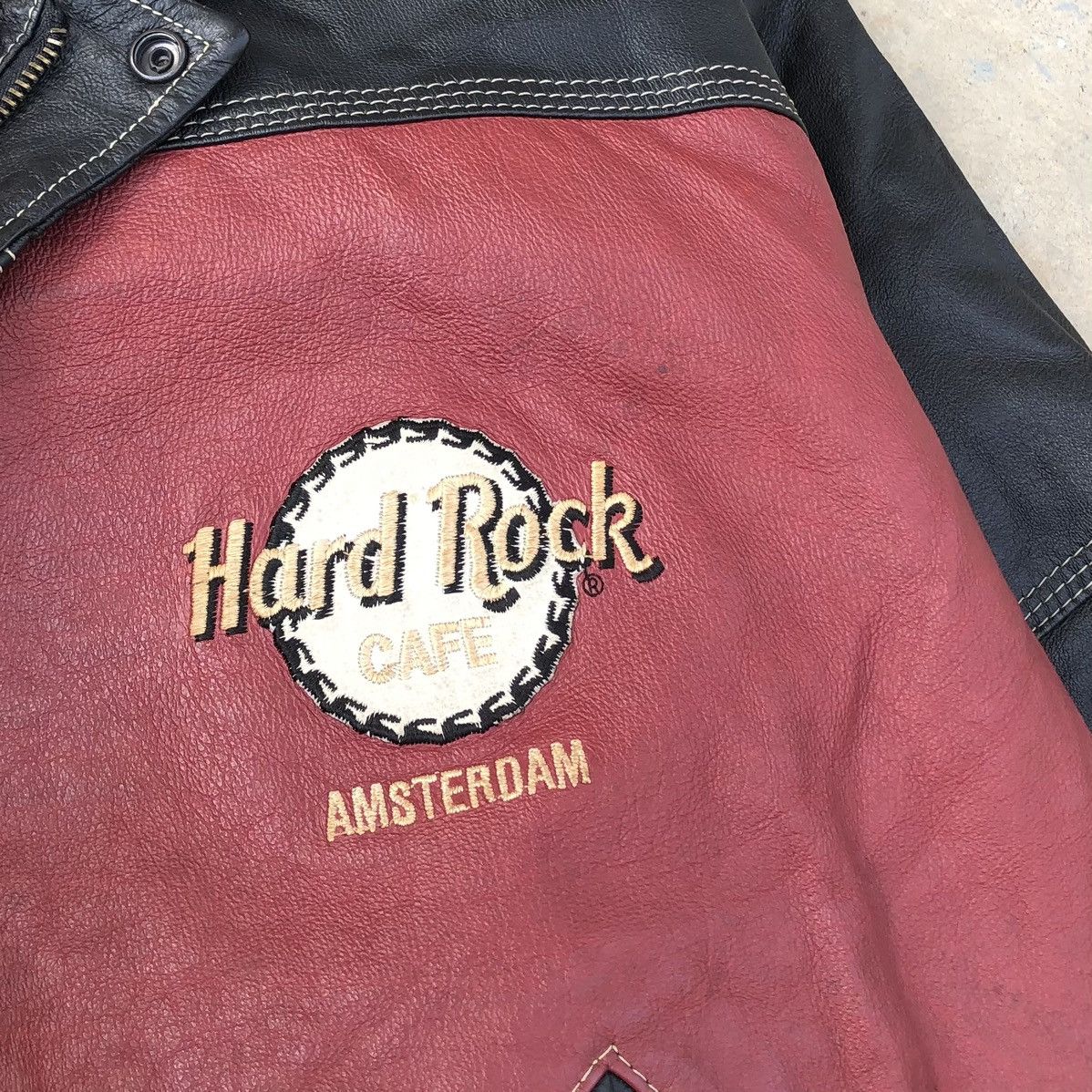 Hard Rock Cafe Vintage 90s Hard Rock Cafe Amsterdam Leather Bomber Jacket Size US XL / EU 56 / 4 - 6 Thumbnail