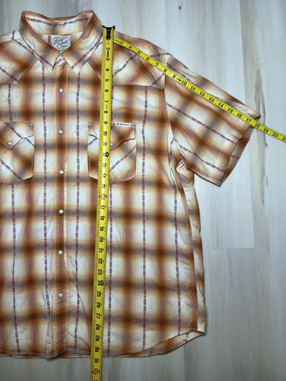 Lucky Brand Lucky Brand Shirt Size XXL Brown Diamond Plaid Pearl Snap Size US XXL / EU 58 / 5 - 5 Thumbnail