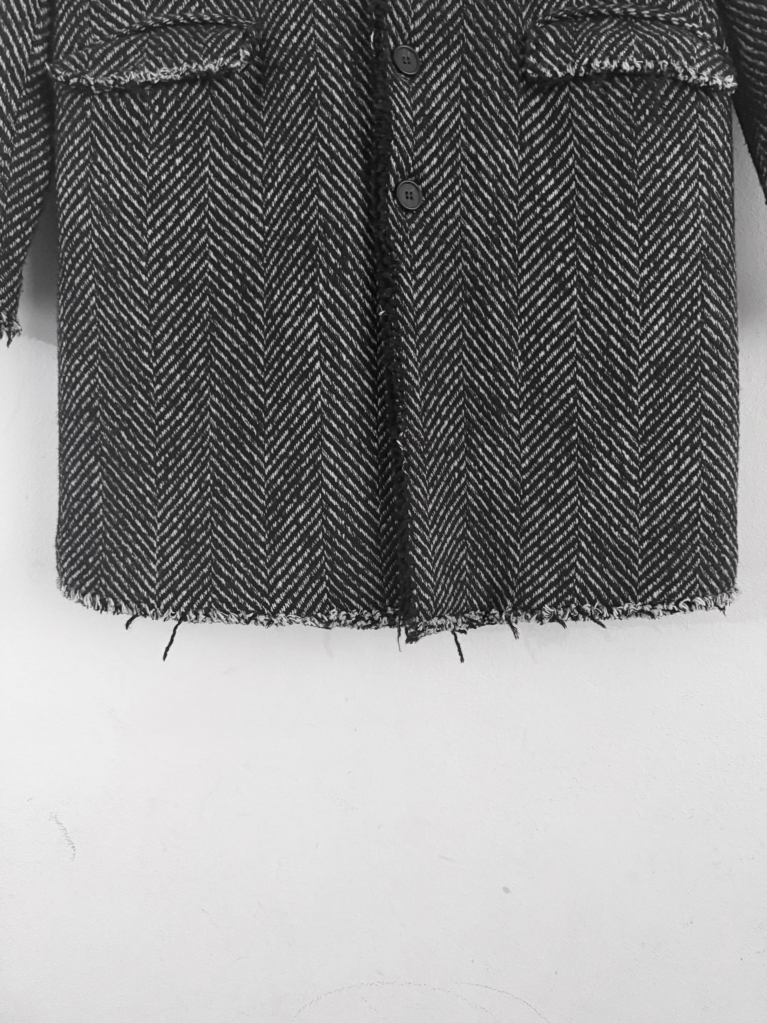 Avant Toi Distressed Herringbone Virgin Wool Coat Size US L / EU 52-54 / 3 - 8 Thumbnail