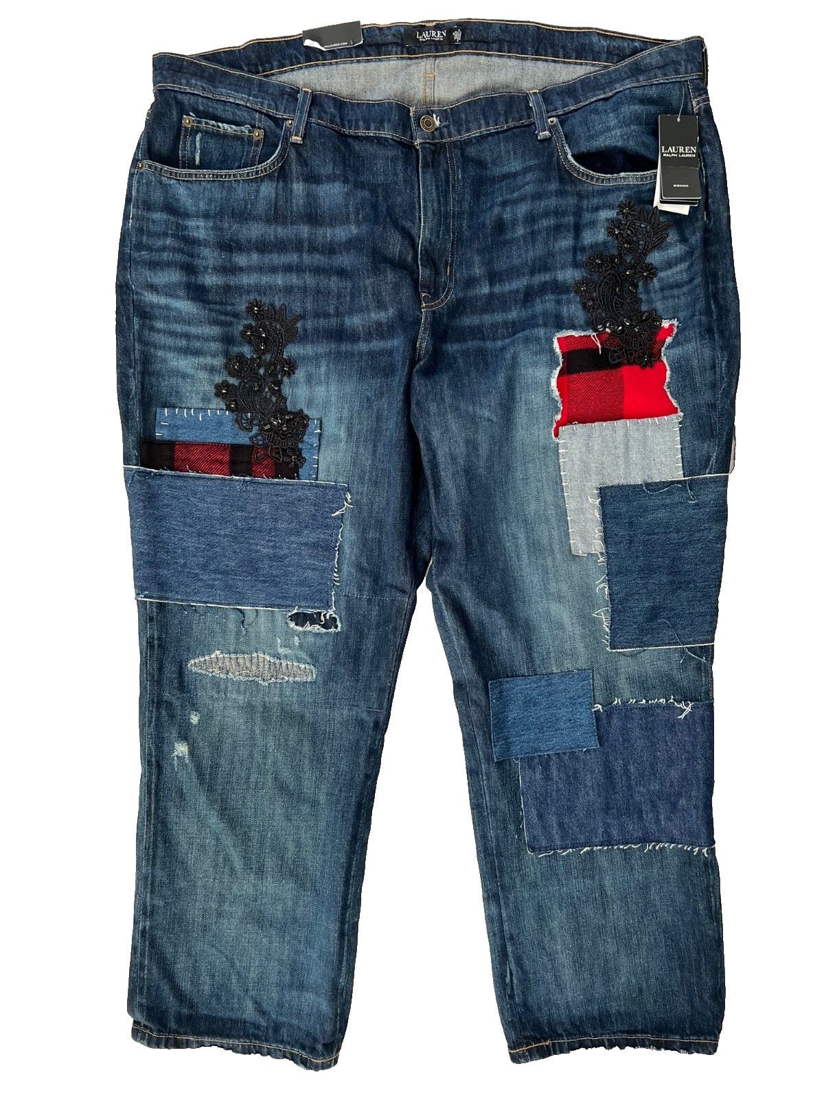 Polo Ralph Lauren LAUREN Ralph Lauren Patchwork Tapered Ankle Jeans Bianca 20W Size 42" / US 20 - 3 Thumbnail