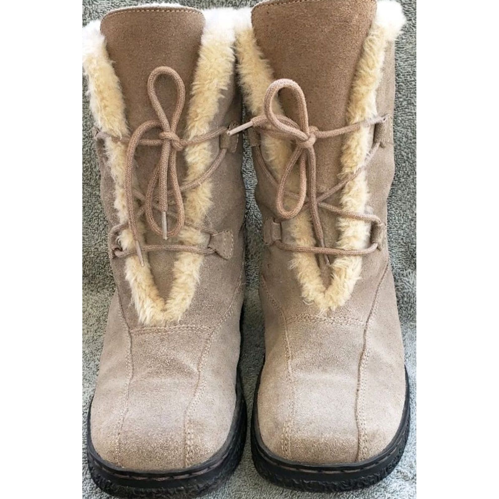 Vintage Bare Traps Whitney Women's Beige Shearling Lace-up Boots Size 9M Size US 10 / IT 40 - 6 Thumbnail