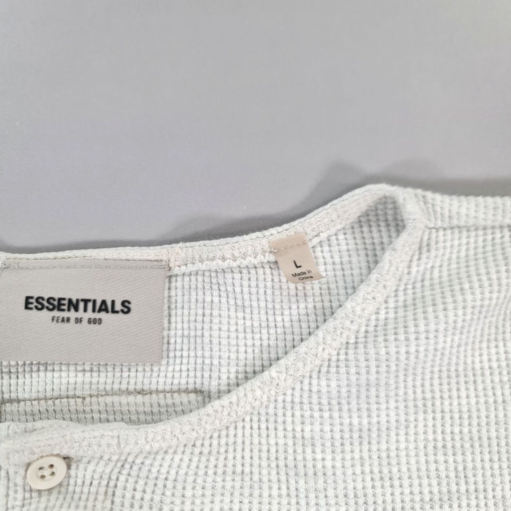 Fear of God Fear Of God ESSENTIALS Mens T Shirt Grey Large Oversized Waffle Knit Cotton Crew Neck Short Category: T-Shirt Size US L / EU 52-54 / 3 - 3 Thumbnail