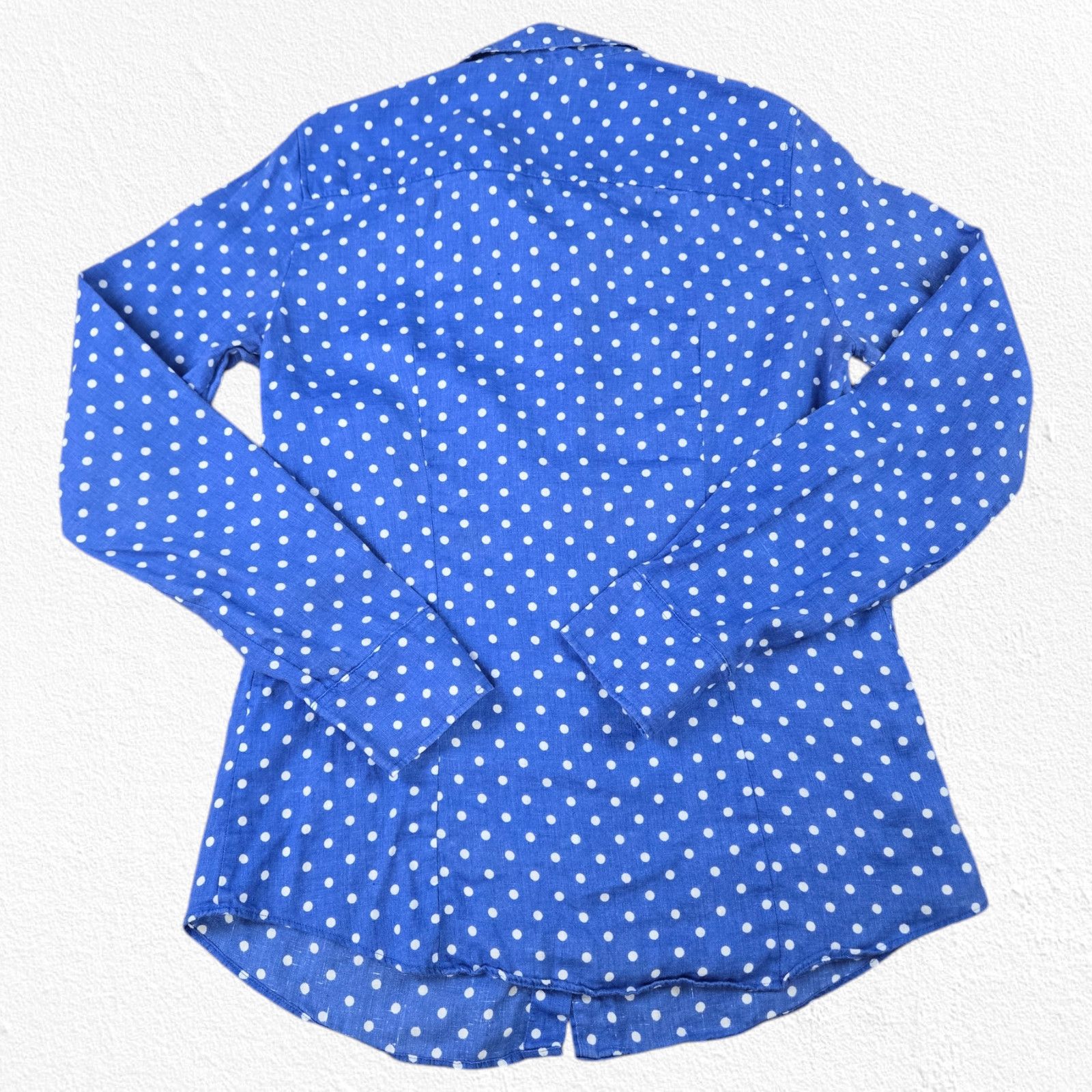 J.Crew J Crew Blue Polka Dot Button Down Linen Blouse Size 4 Size S / US 4 / IT 40 - 10 Thumbnail