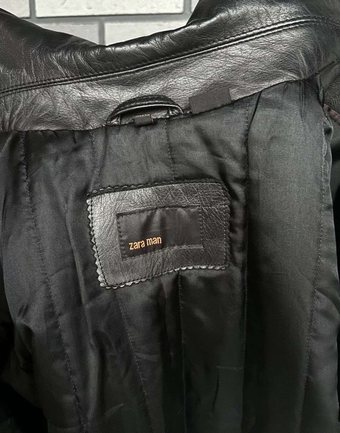 Vintage × Zara Vintage ZARA man oversized Leather Jacket Coat Black Size L Size US L / EU 52-54 / 3 - 12 Thumbnail