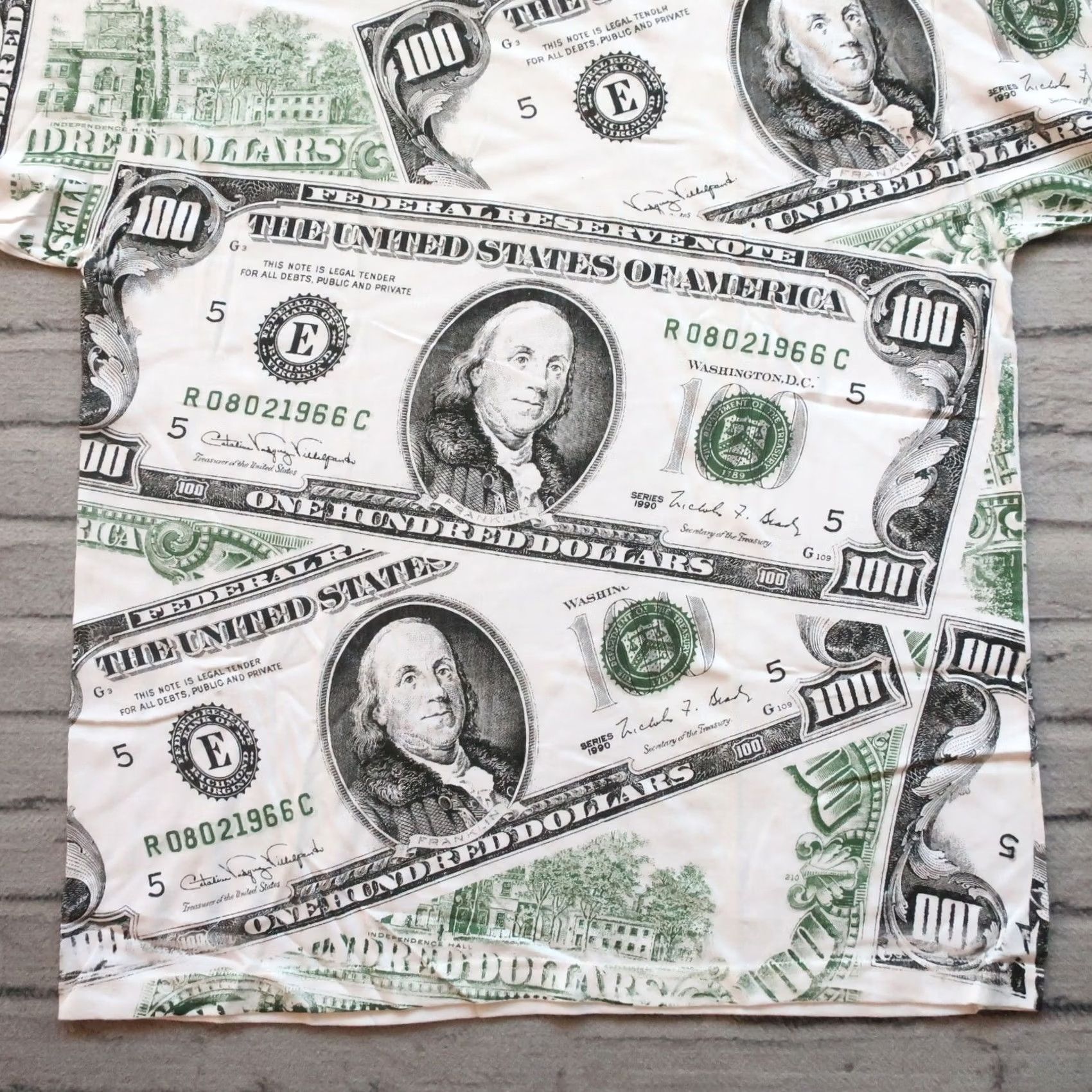 Vintage Vintage 100 Dollar Bill Benjamin Money All Over Print Tshirt Mens X-Large White Dynasty Tshirt Money Vintage 90s Theme Size US XL / EU 56 / 4 - 3 Thumbnail