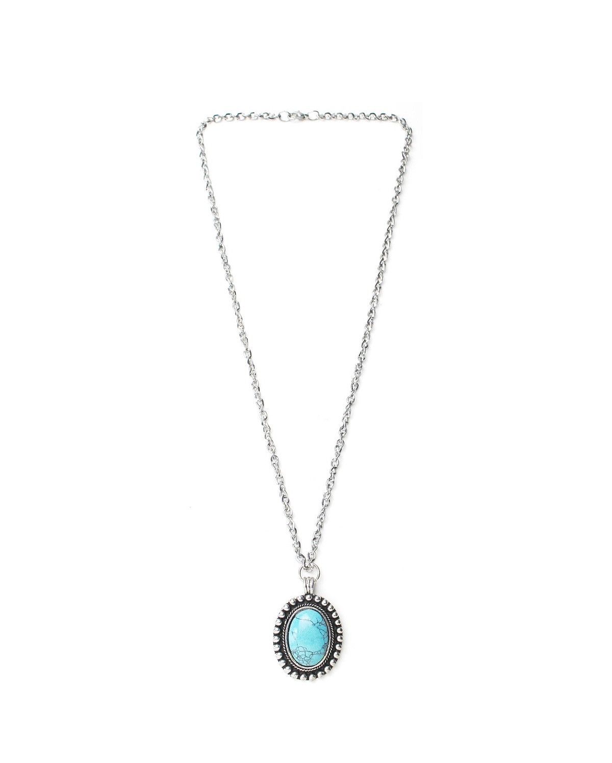 Vintage 2000S JAPANESE MADE OVAL TURQUOISE PENDANT NECKLACE Size ONE SIZE - 1 Thumbnail