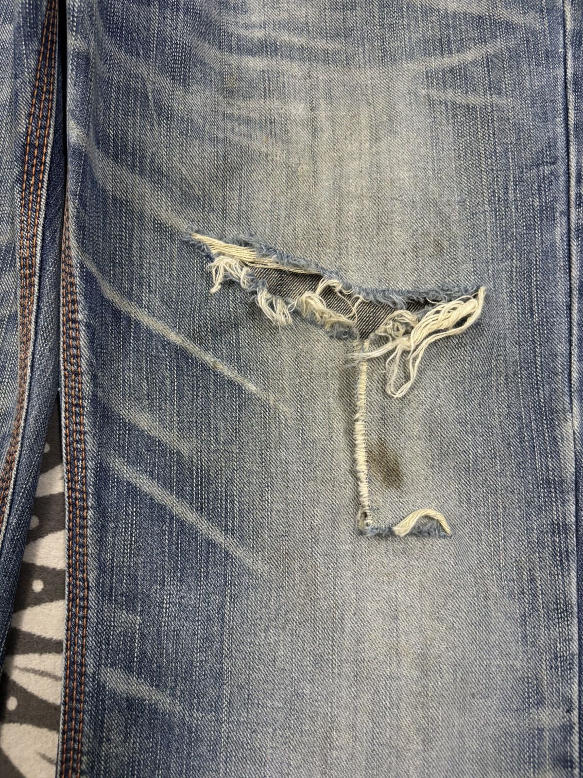 Edwin Vintage Edwin XV Buckle Back Flare Distressed Grunge Jeans Size US 31 - 5 Thumbnail