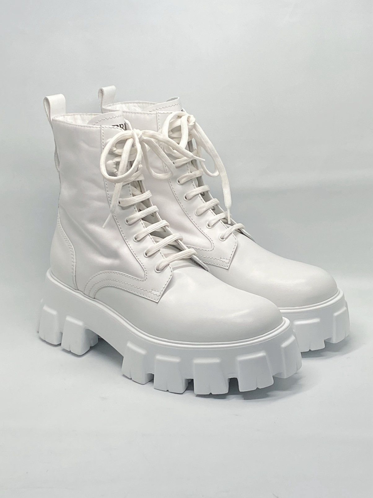 Prada Prada Monolith Leather & Nylon Lug Sole Combat boots size 40 Size US 10 / IT 40 - 4 Thumbnail