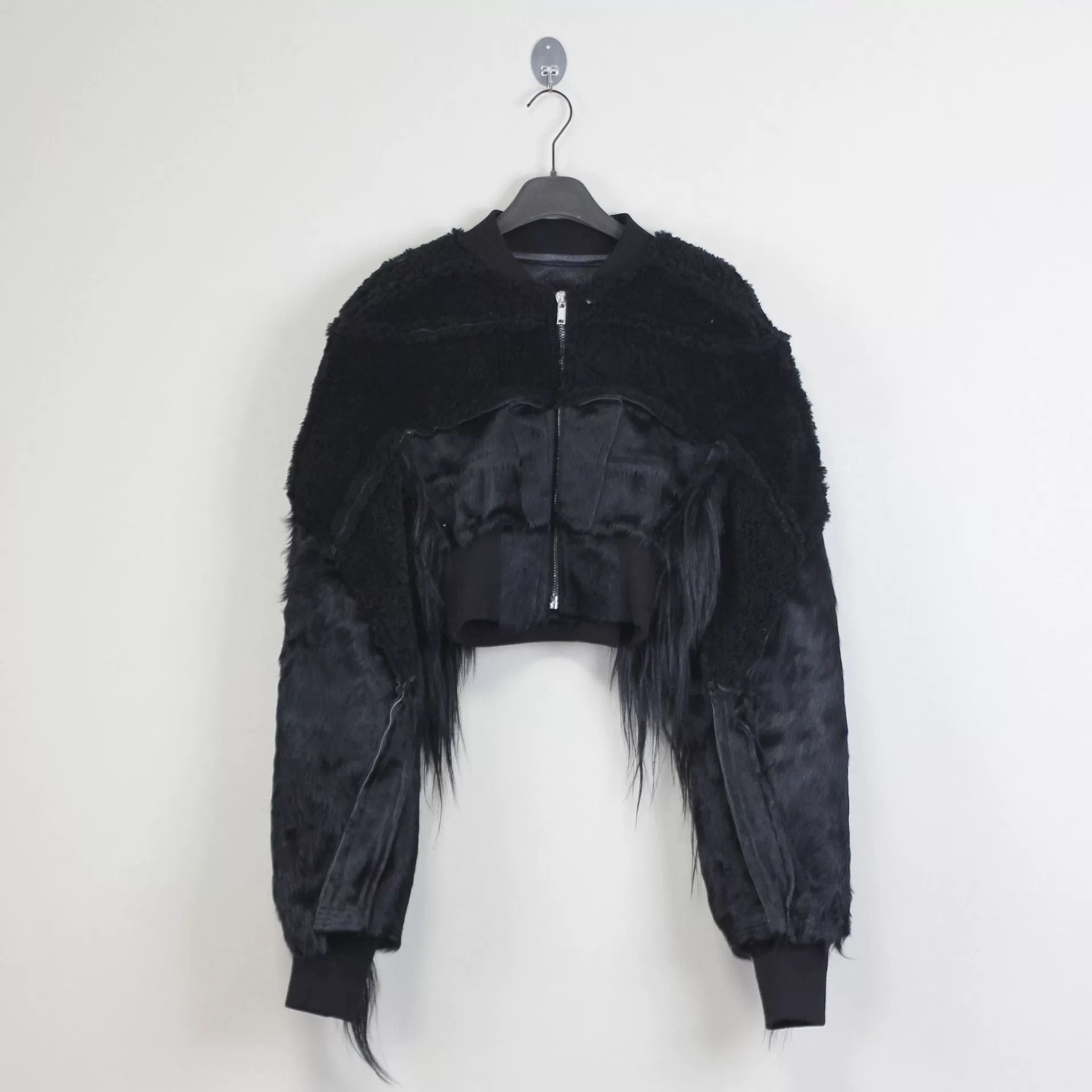 Rick Owens Rick Owens Black Mixed Material Jacket Size US XXS / EU 40 - 1 Thumbnail