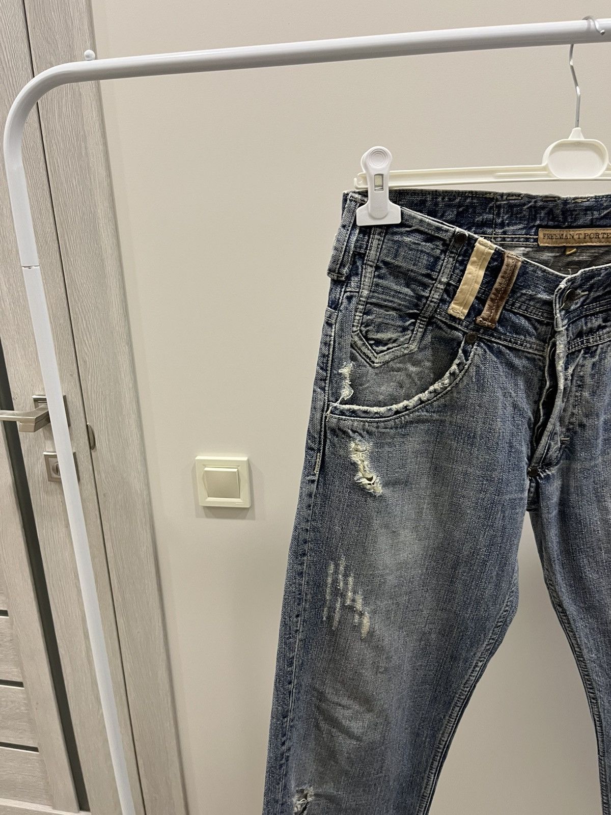 Japanese Brand FTP Vintage 90s Distressed Denim Jeans Blue Raw Hem Size 33 Size US 33 - 4 Thumbnail