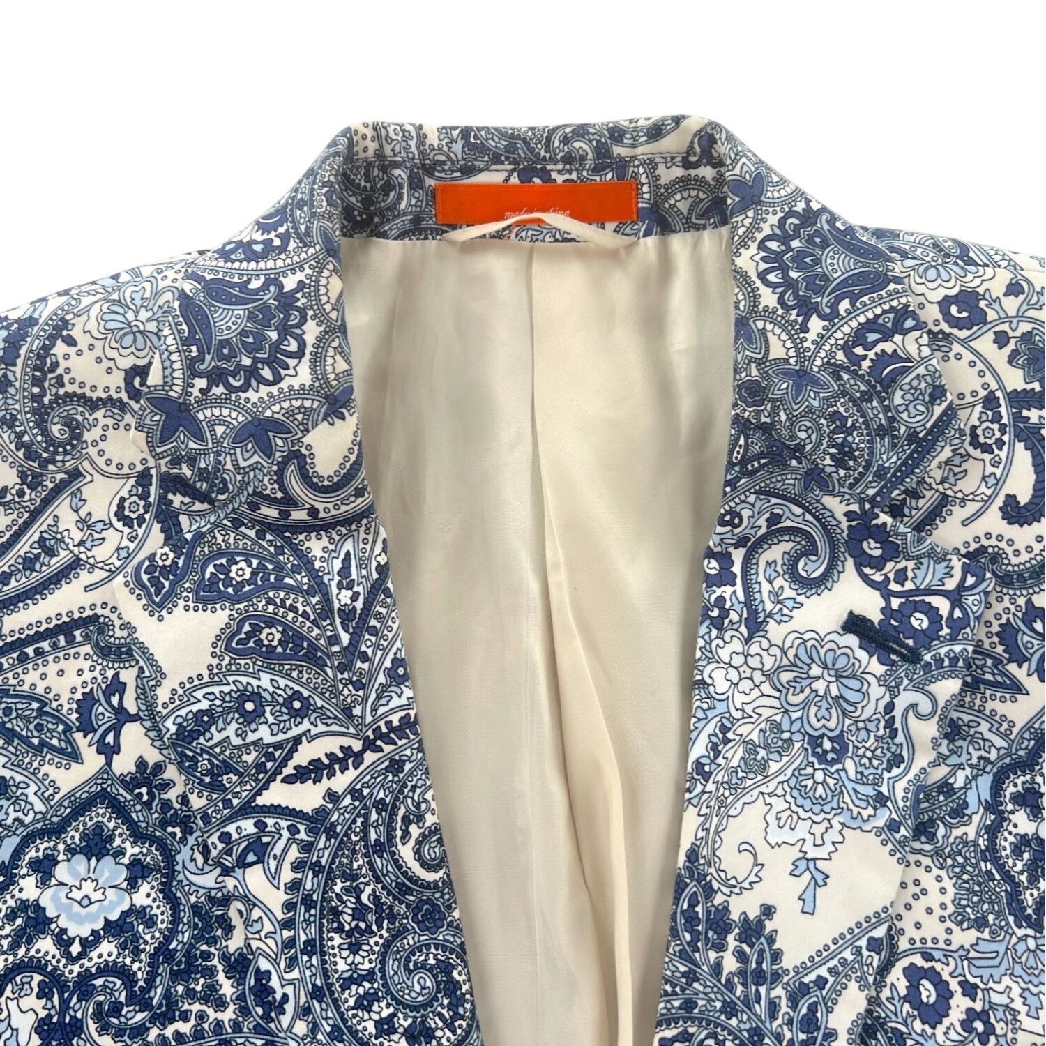 Tallia Tallia Blue/White Paisley Dual-Vented Sportcoat Size 40R - 3 Thumbnail