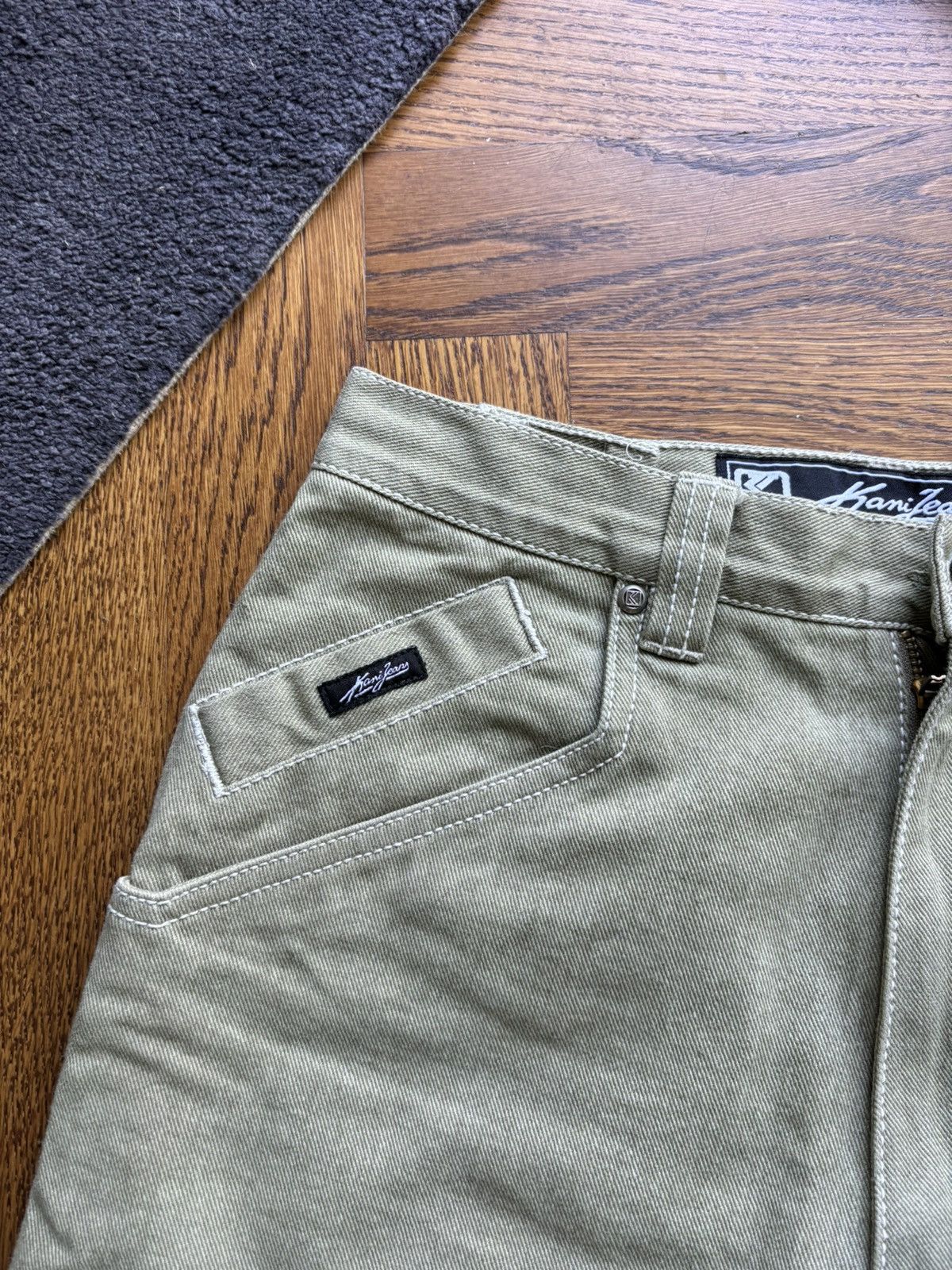 Karl Kani × Vintage 1990s Karl Kani Jeans Vintage Baggy Green Denim Tupac Rap 30 Size US 29 - 6 Thumbnail
