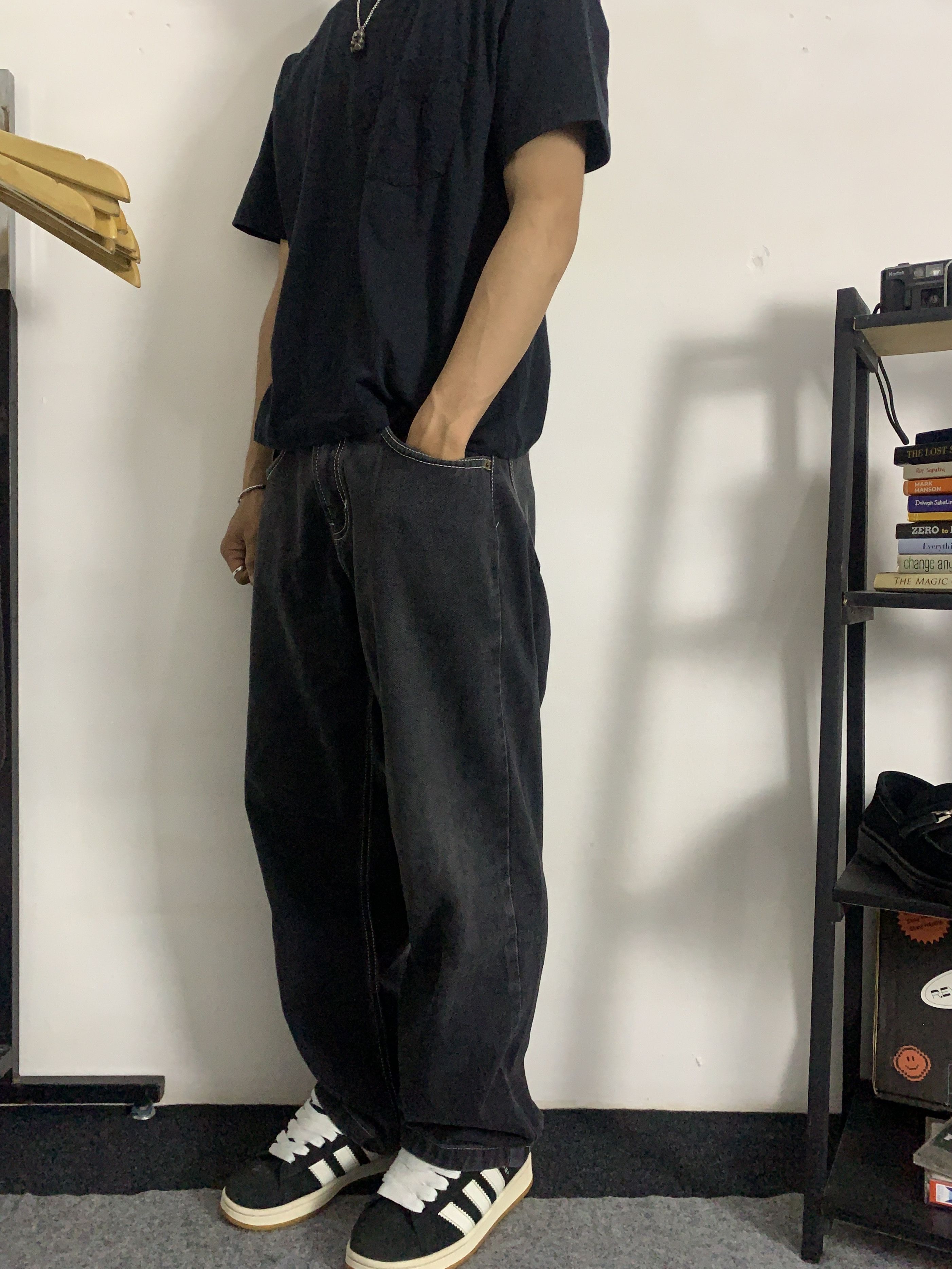 Other Vintage Black Contras 'Custome by Butt.id' BaggyFit Longpant Size US 30 / EU 46 - 4 Thumbnail