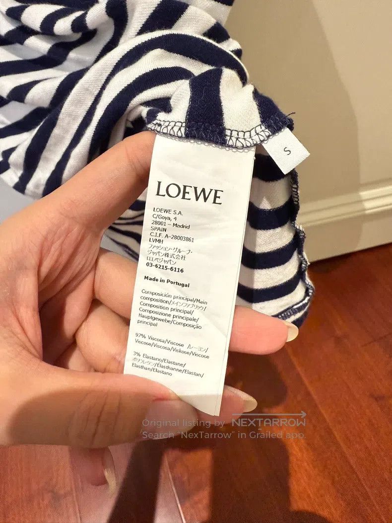 Loewe Loewe Striped Short Sleeve T-Shirt, Dark Blue and White St Size S / US 4 / IT 40 - 3 Thumbnail