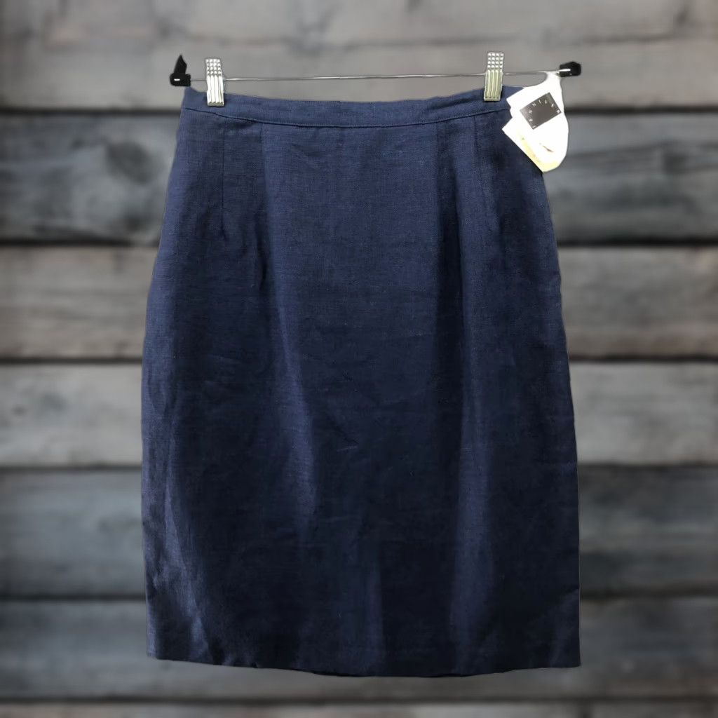 MooRER NWT Jennifer Moore Skirt Linen Pencil 100% Size 10 Blue Lined Career Women's Knee Length Size 32" / US 10 / IT 46 - 1 Thumbnail