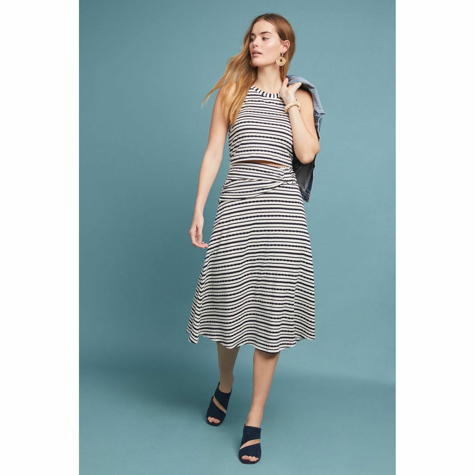 Anthropologie New Anthropologie Terpsichore Knit Skirt Maeve $118 XS Navy Size 26" / US 2 / IT 38 - 2 Thumbnail