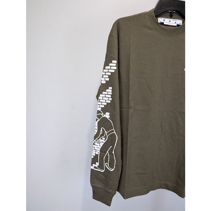 Off-White o1rshd1 Bricks Skate Long Sleeve T-Shirt Army Green/White Size US S / EU 44-46 / 1 - 5 Thumbnail