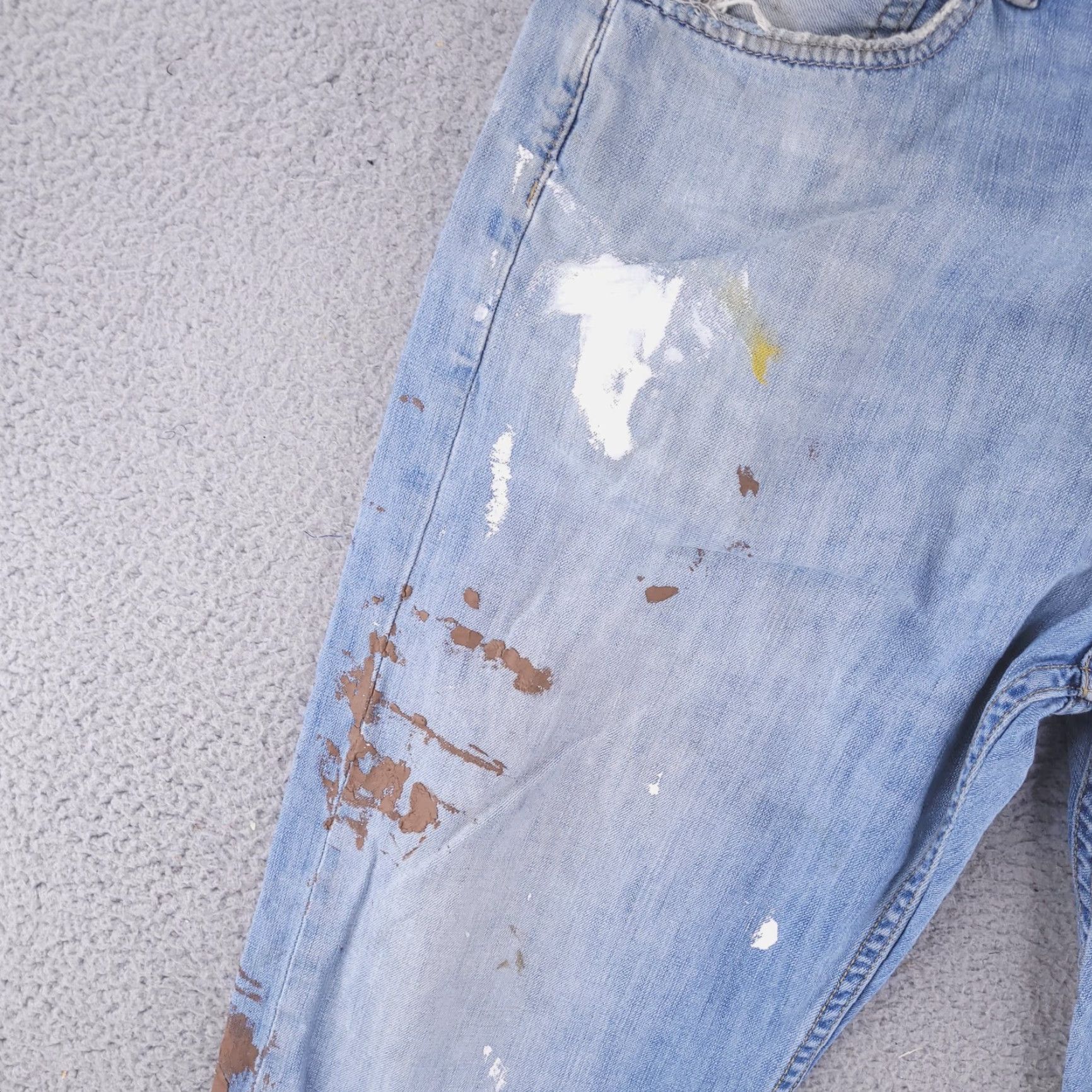 Levi's Levi's Jeans 36x29 Blue Distressed Paint Splatter Wide-Leg 569 Relaxed Regular Men’s Jeans Size US 36 / EU 52 - 3 Thumbnail